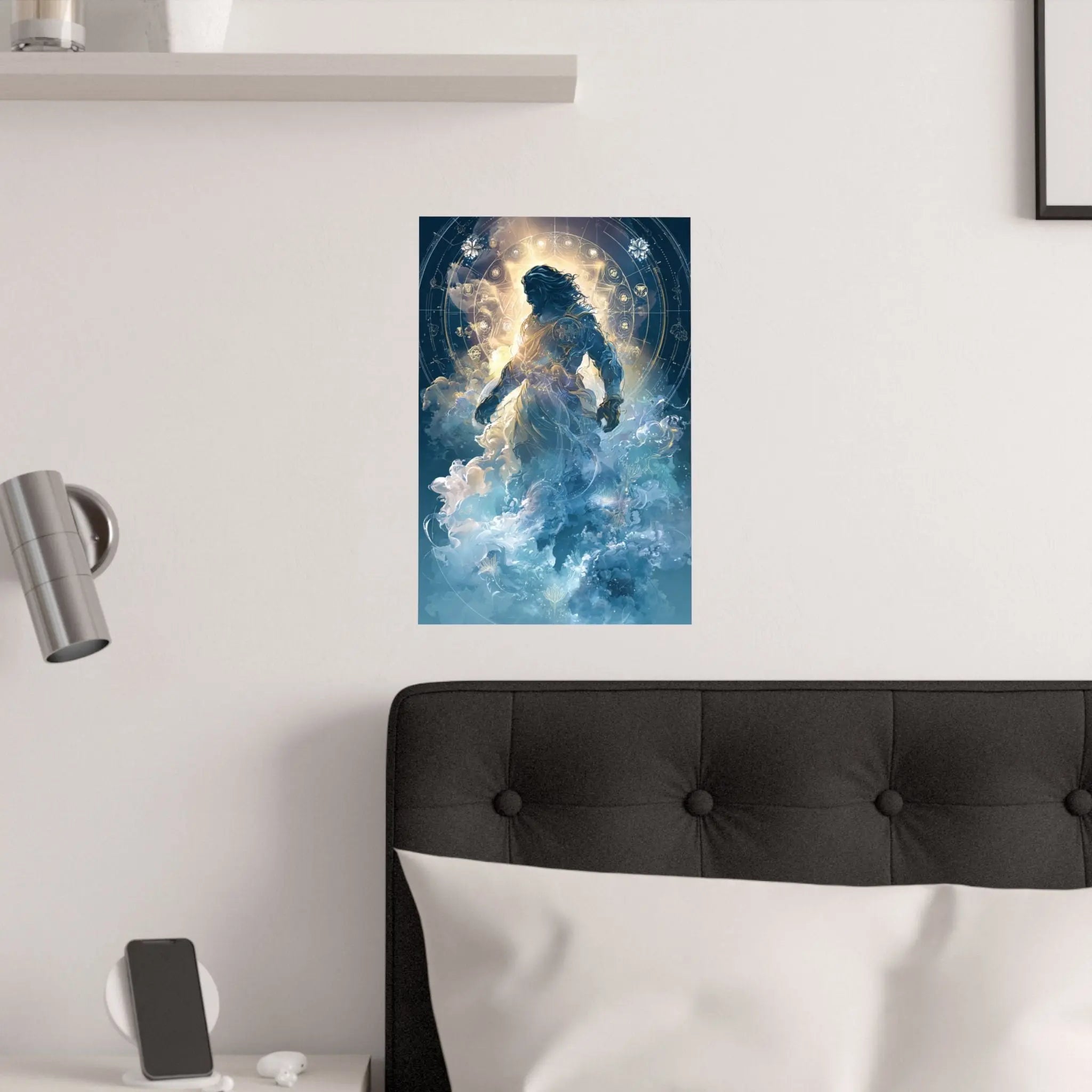 Celestial Guardian Poster — Ethereal God figure Satin Wall Art Printify