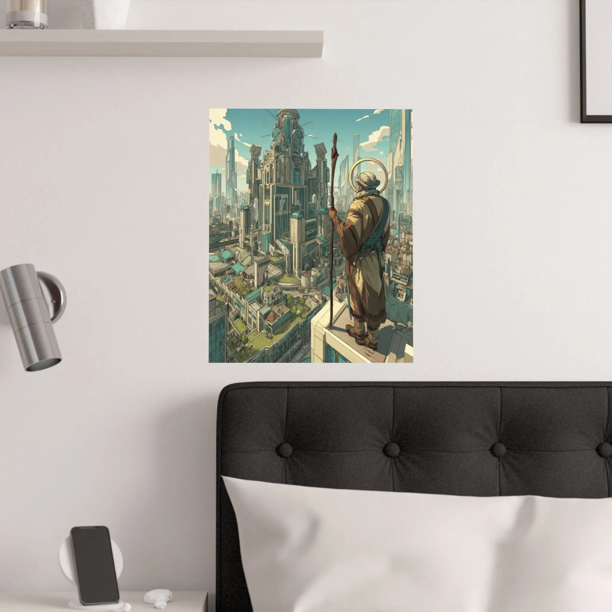 Satin Poster — City Sentinel Fantasy Art Print (210gsm) Printify