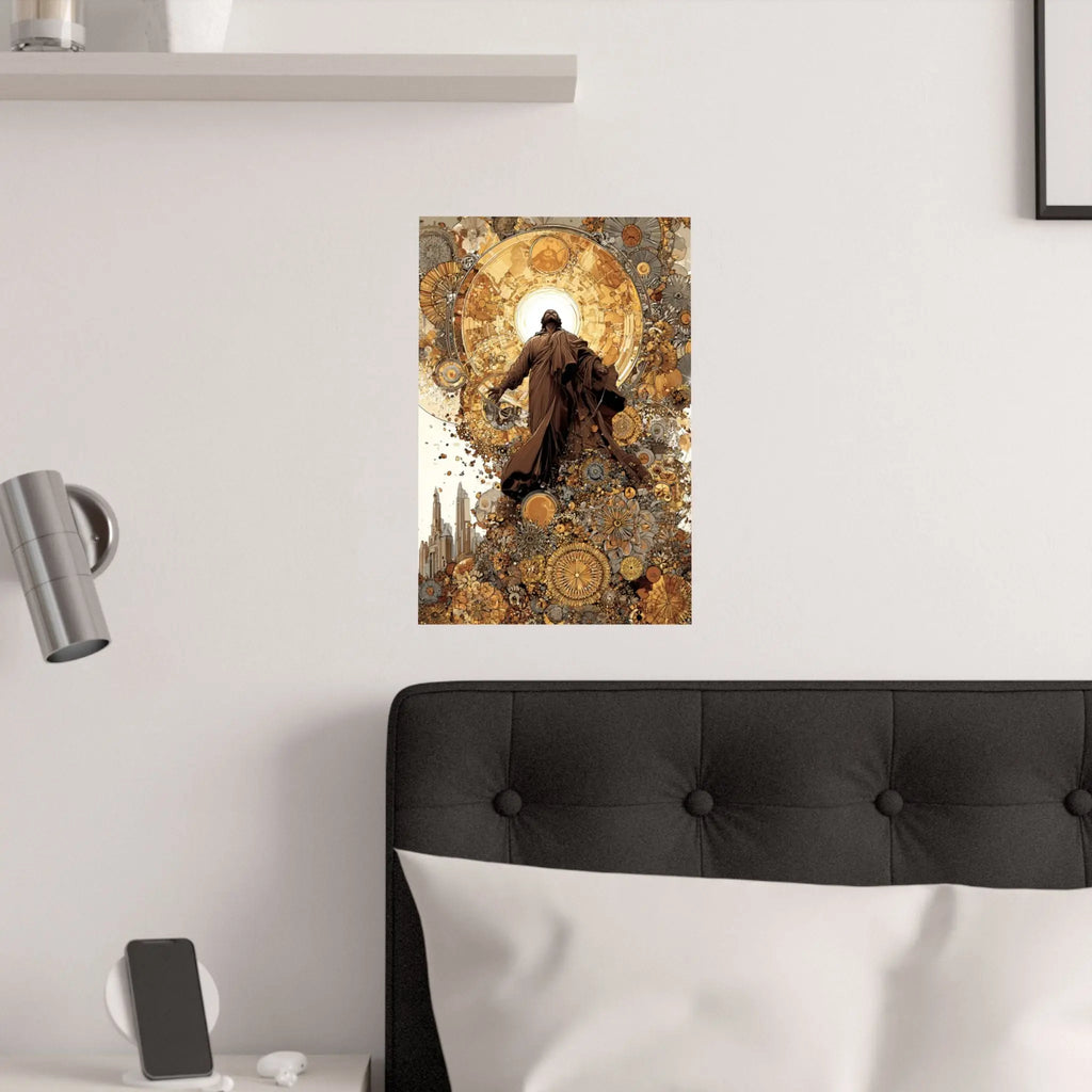 Satin Poster — Steampunk Jesus Ascension Art Print Printify