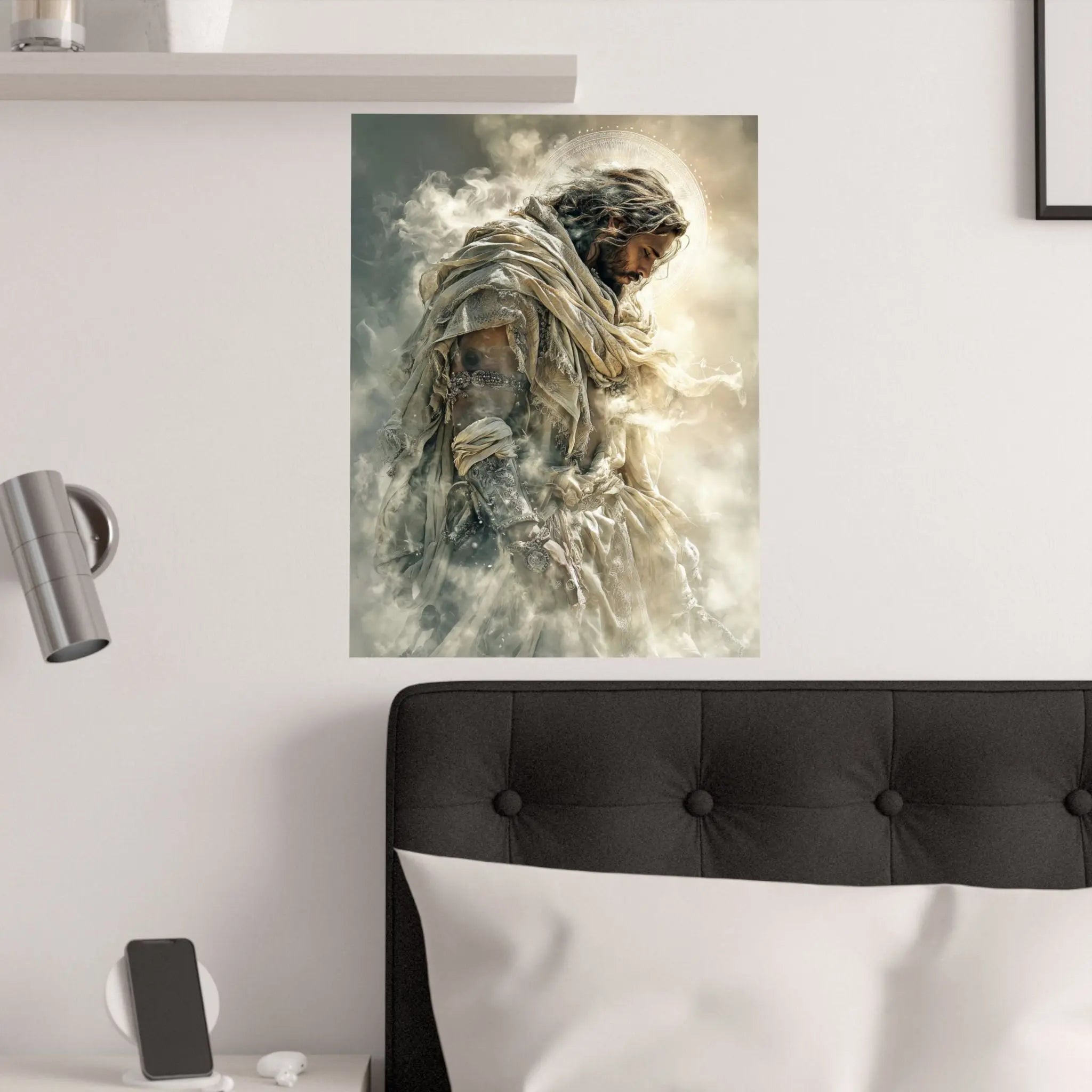 Satin Poster — Reverent Jesus Portrait Art Print (210gsm) Printify
