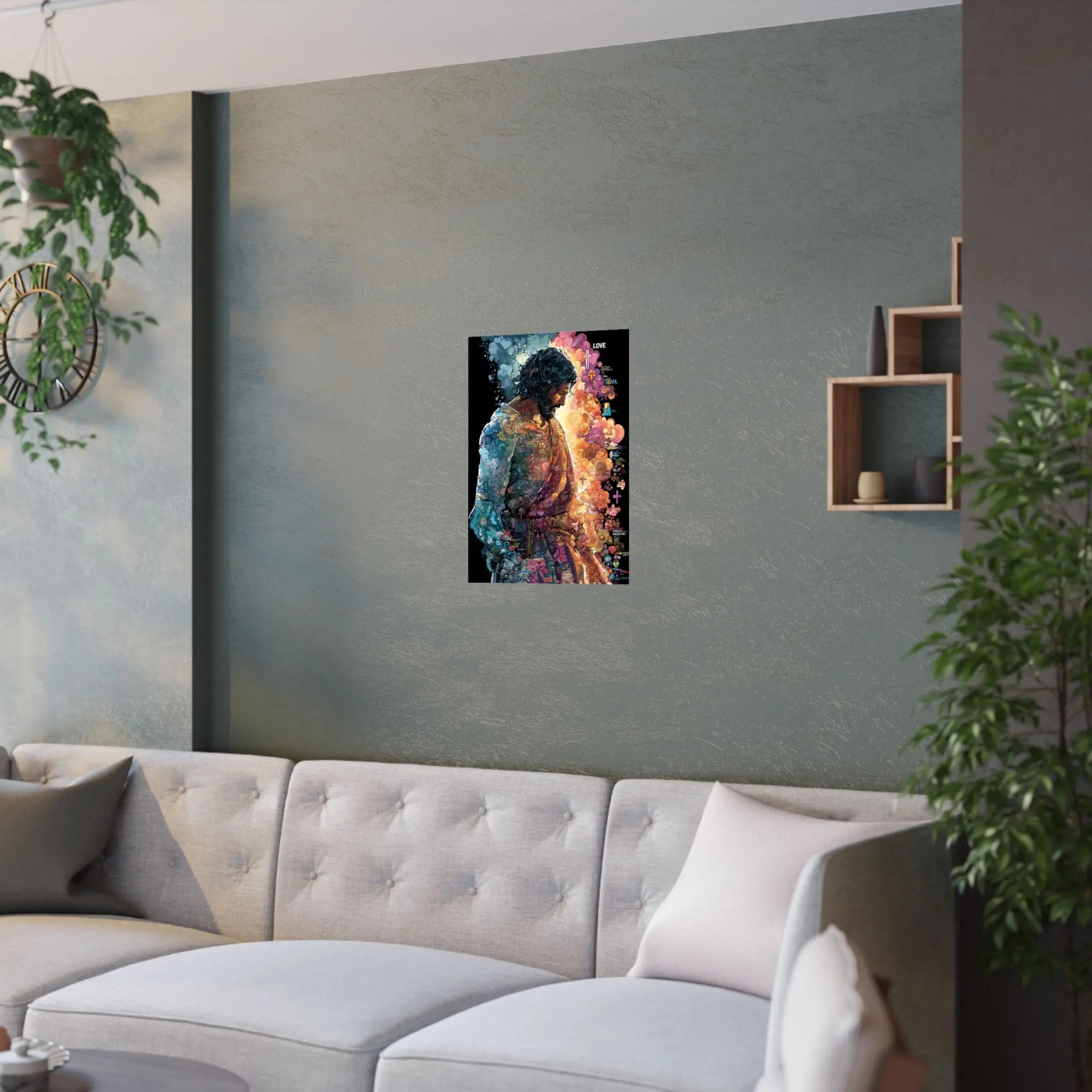 Satin Poster — Colorful Jesus Portrait Art Print (210gsm) Printify