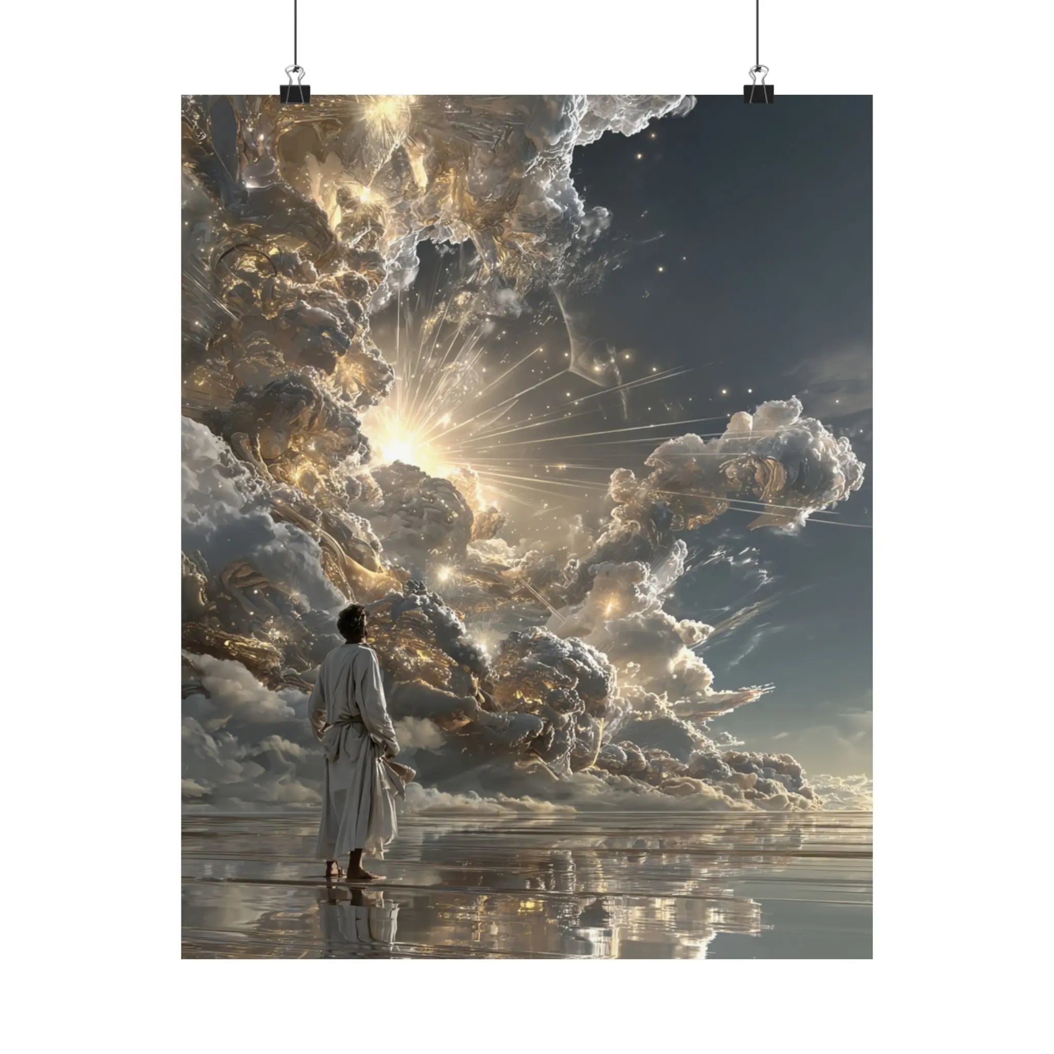 Satin Poster - Heavenly Light Surreal Art Print Printify
