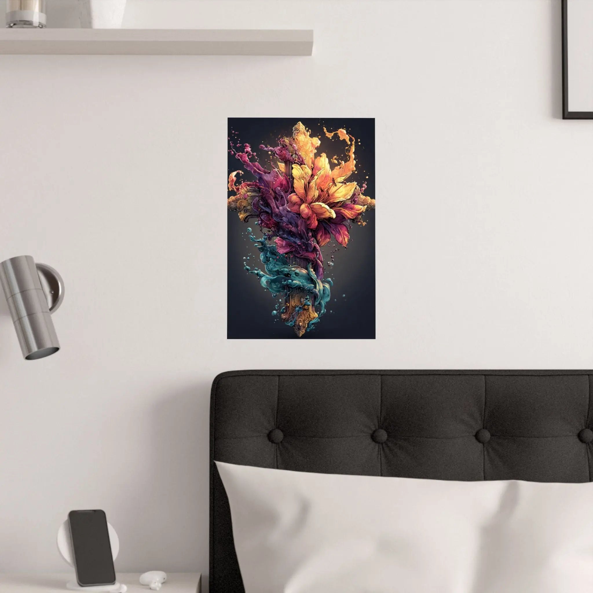 Satin Poster — Vibrant Floral Splash Art Print Printify