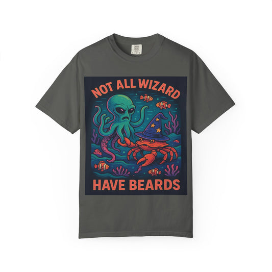 Funny Octopus & Crab T-Shirt - "Not All Wizards Have Beards"
