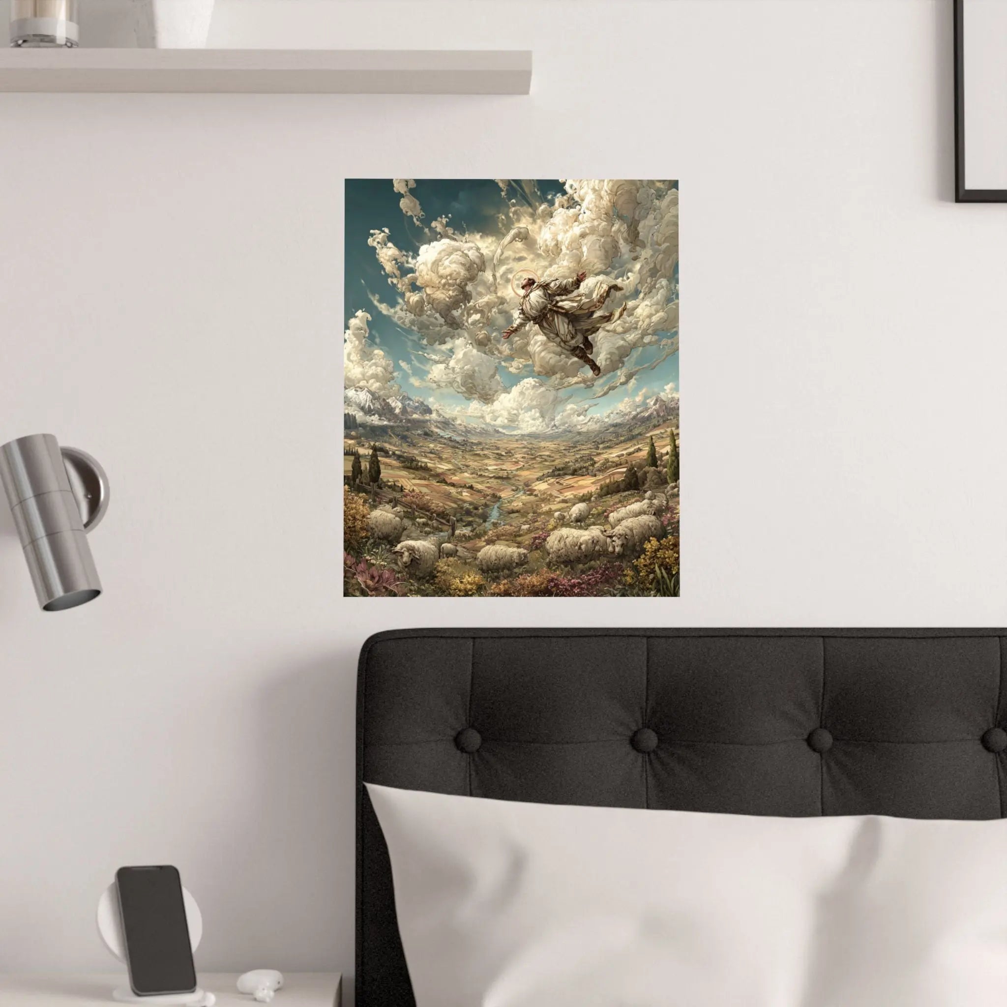 Satin Poster — Shepherd Ascending Fantasy Landscape Print (210gsm) Printify
