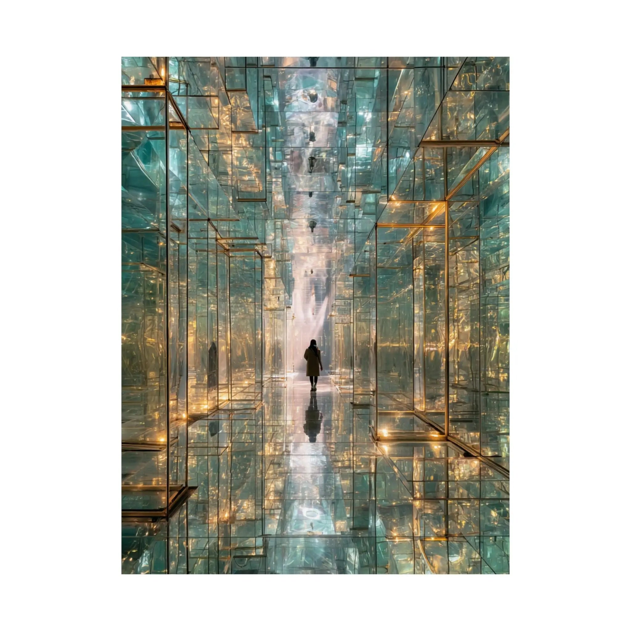 Mirrored Lightscape Satin Poster — Surreal City Reflection Wall Art Printify