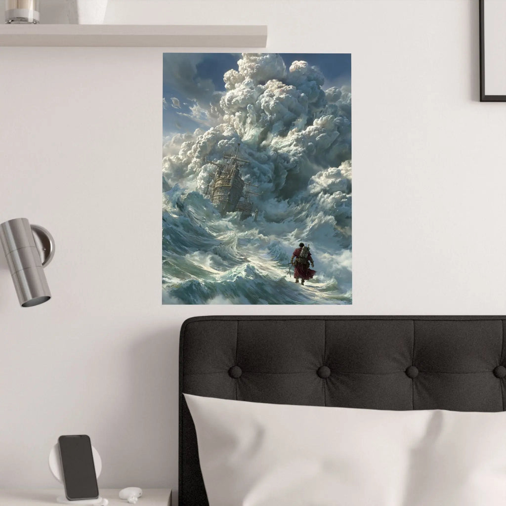 Satin Poster — Stormy Sea Shipwreck Art Print Printify