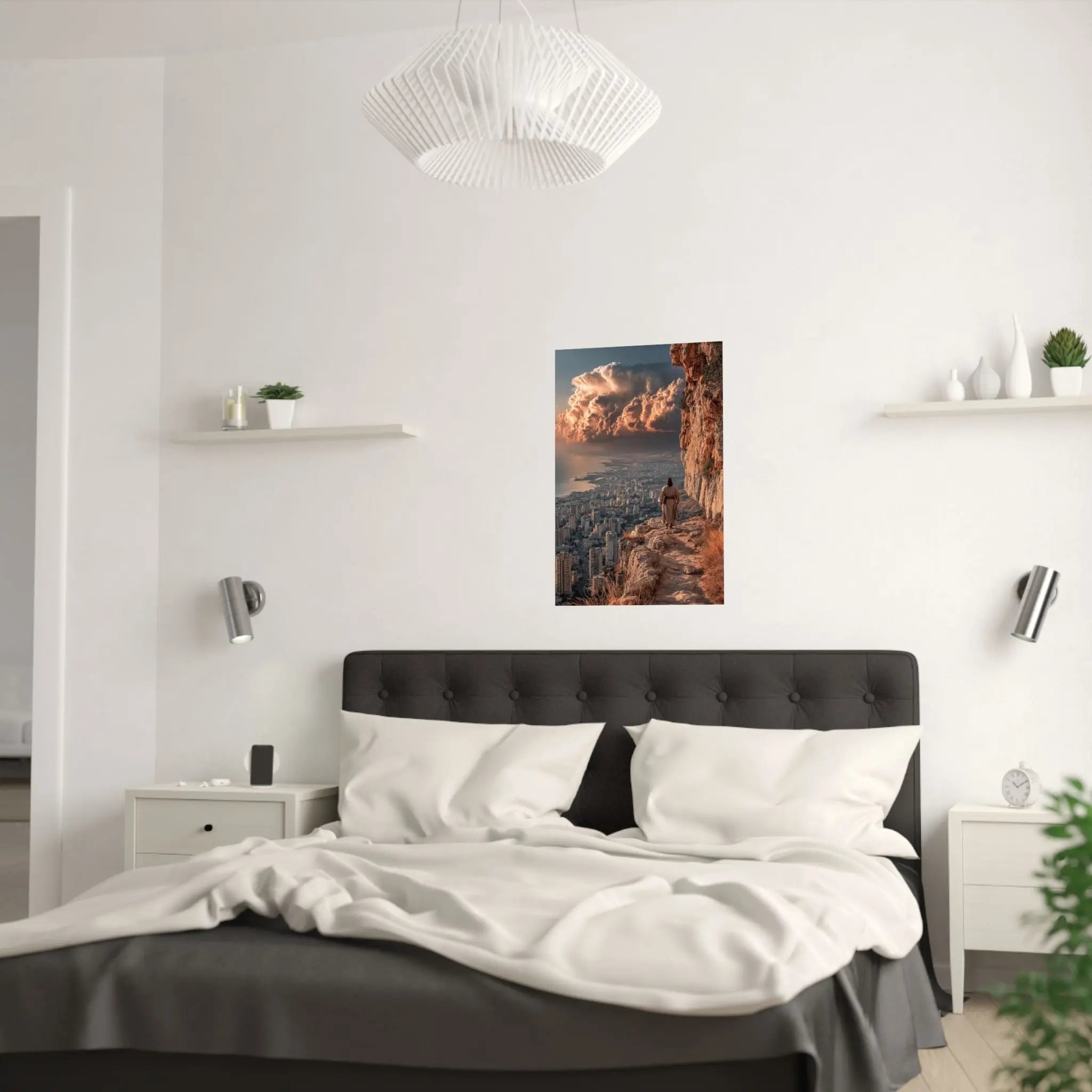Satin Poster — Urban Cliff Path Sunset Landscape Print Printify