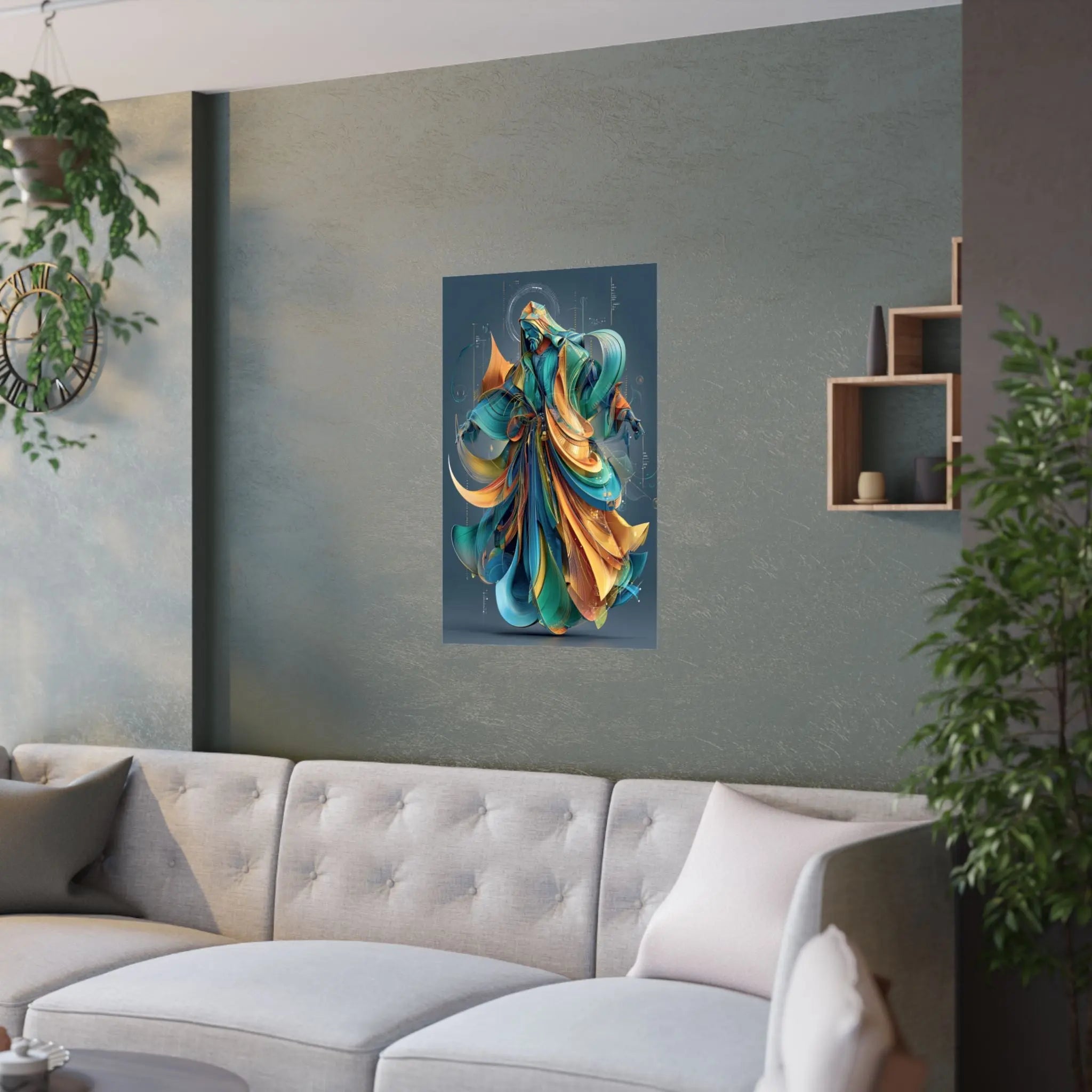 Satin Poster — Abstract Flowing Robe Digital Art (210gsm) Printify