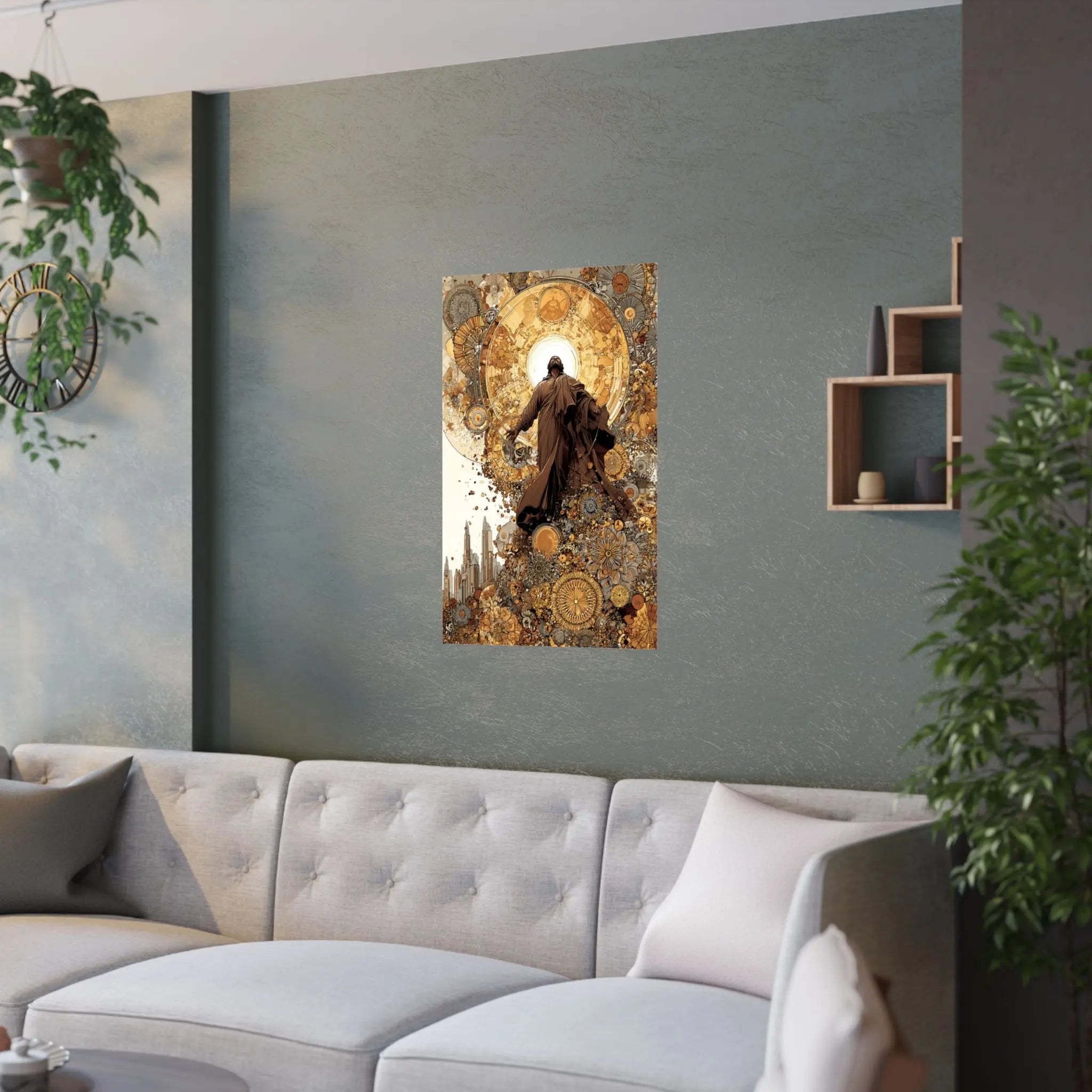 Satin Poster — Steampunk Jesus Ascension Art Print Printify