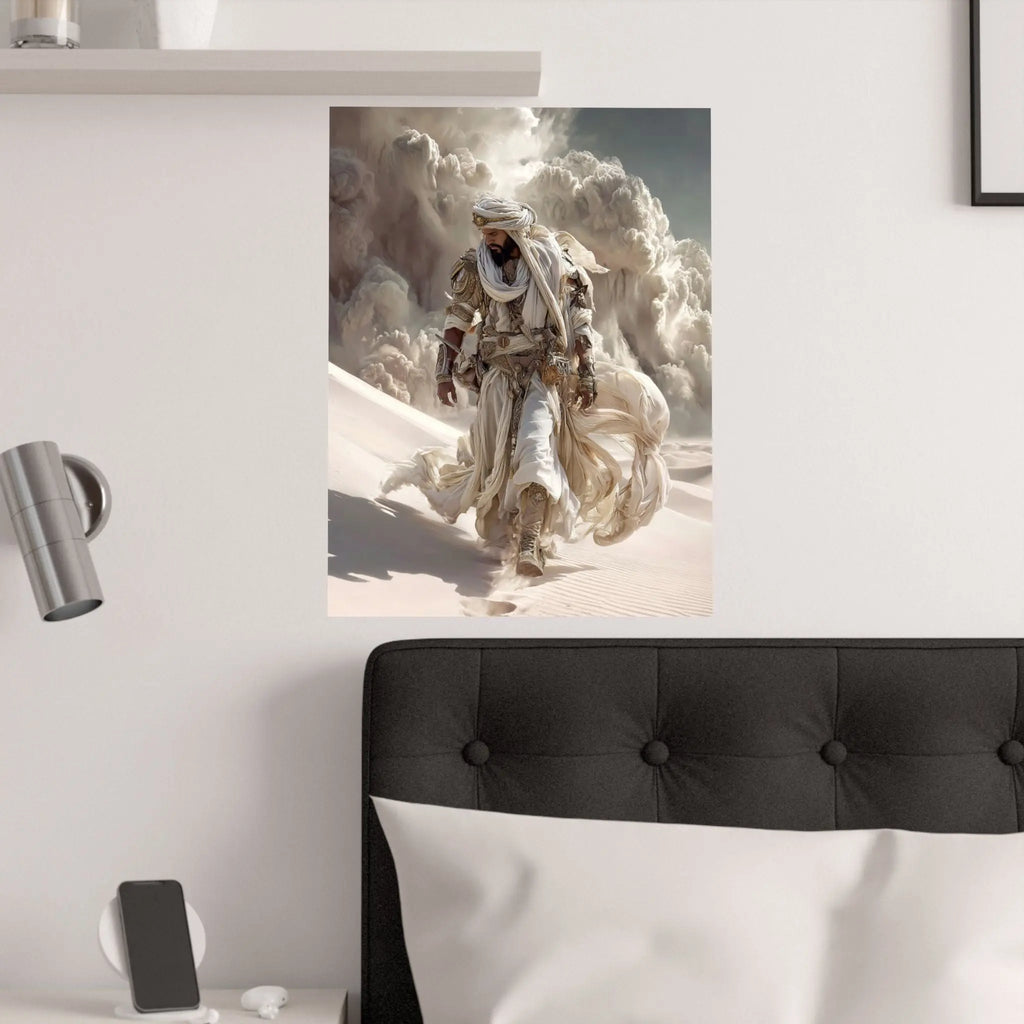 Desert Nomad Satin Poster — Dramatic Middle Eastern Wanderer Art Print Printify