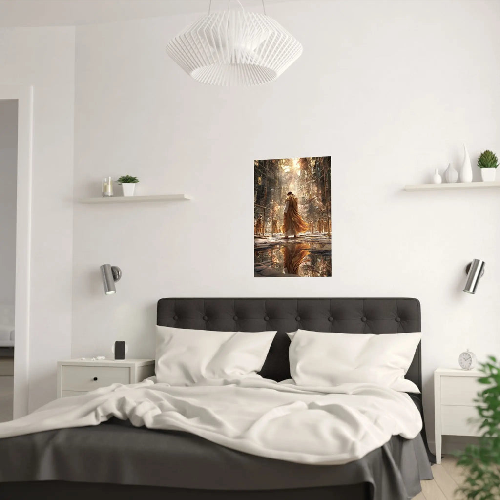 Satin Poster — Golden Monastery Reflection (210gsm) Printify