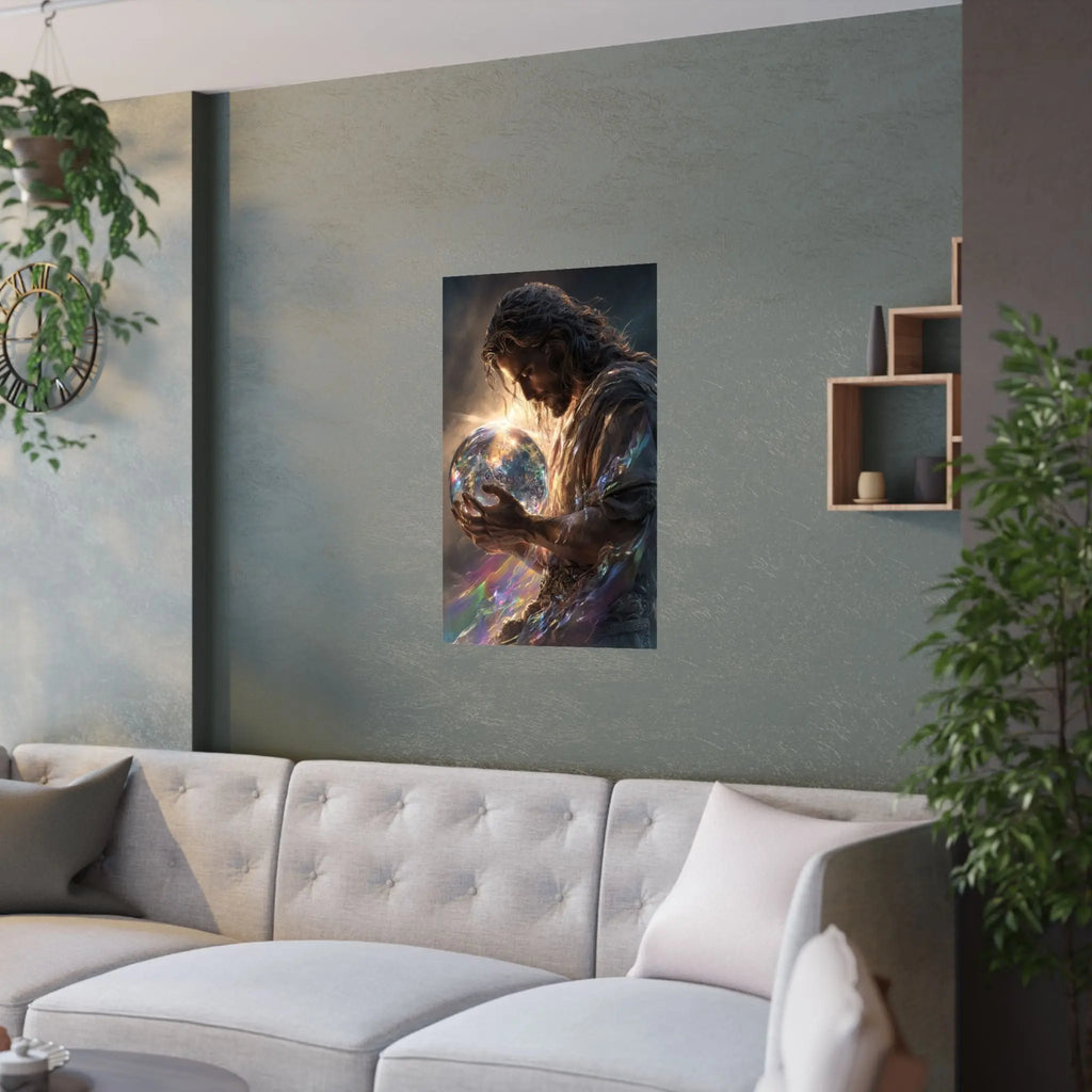 Satin Poster — Jesus Guardian of the World Fantasy Art Print Printify