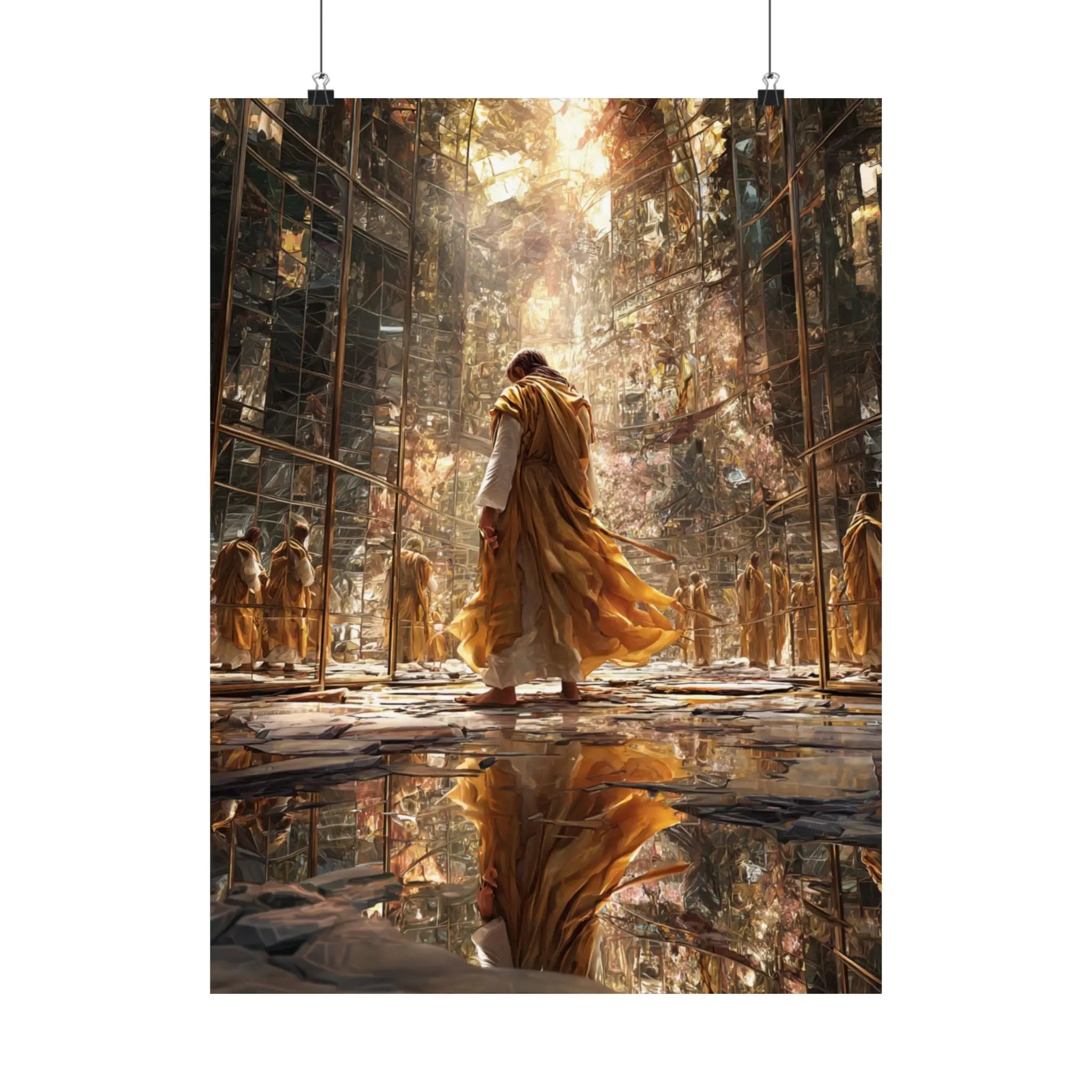 Satin Poster — Golden Monastery Reflection (210gsm) Printify