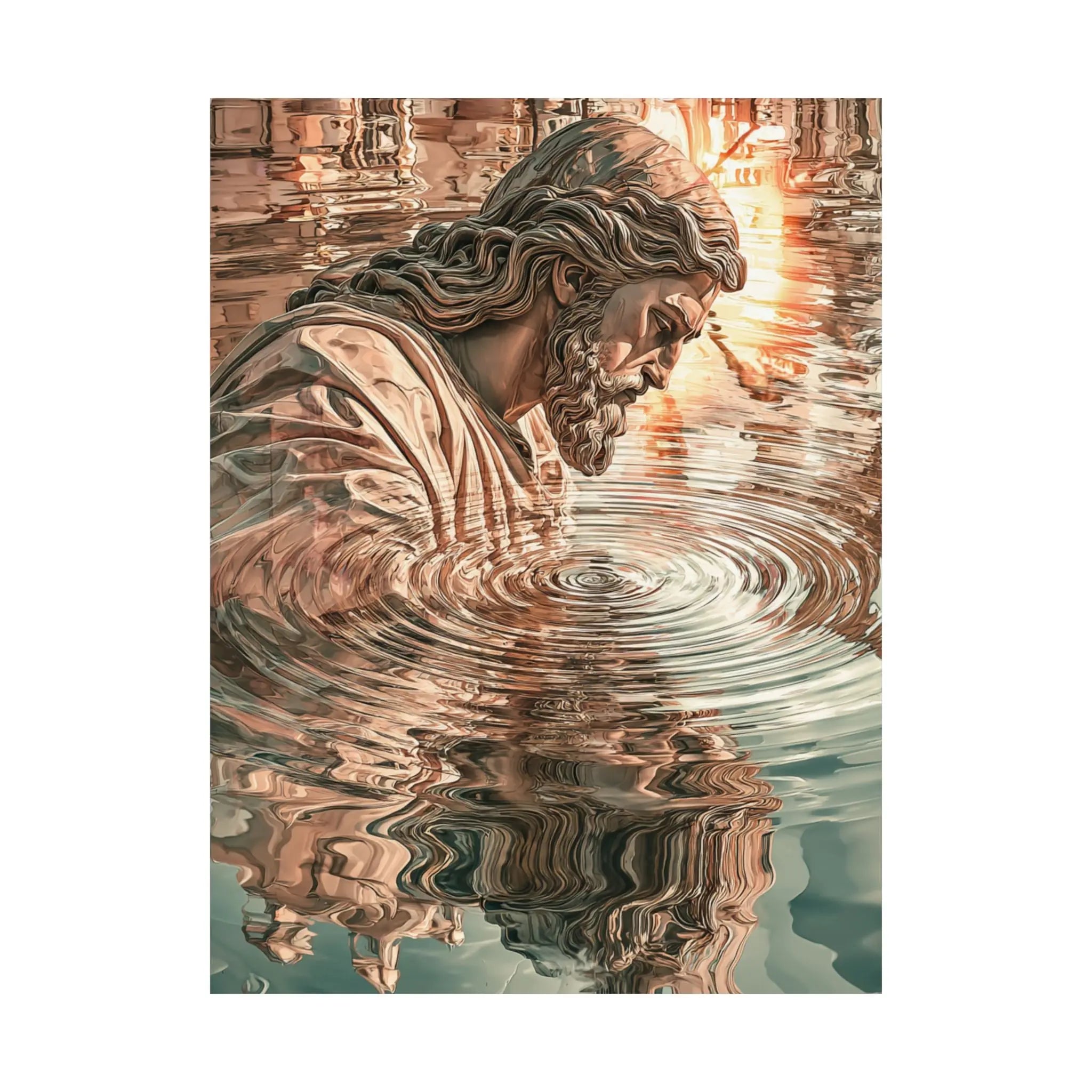 Religious Poster — Reflective Jesus Satin Art Print (210gsm) Printify