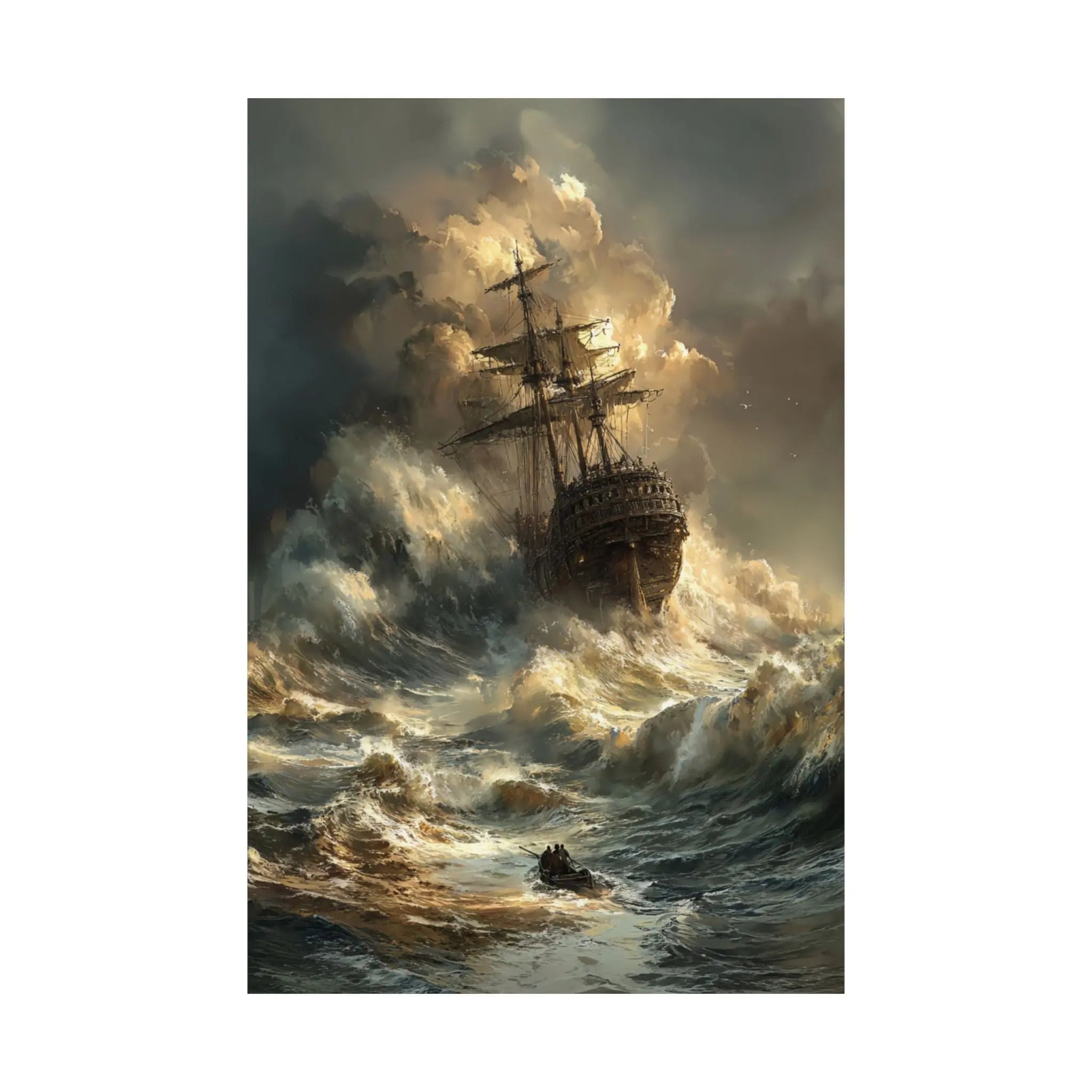Satin Poster — Stormy Shipwreck Art Print Printify