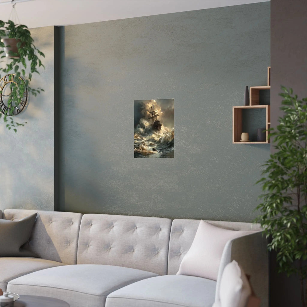 Satin Poster — Stormy Shipwreck Art Print Printify
