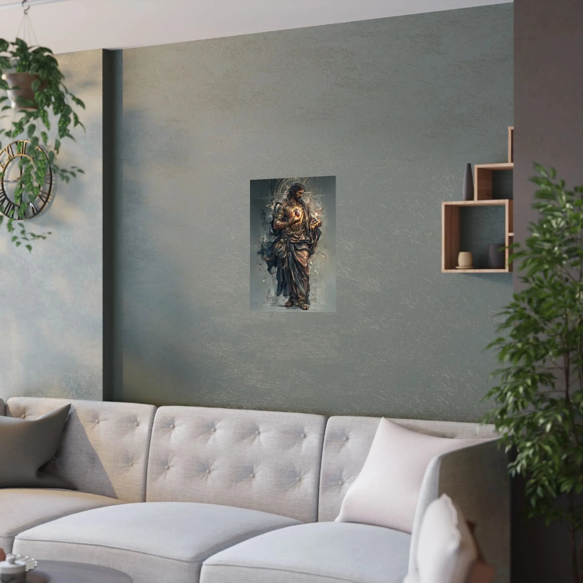 Religious Jesus Heart Satin Poster – Dramatic Sacred Art Wall Print Printify