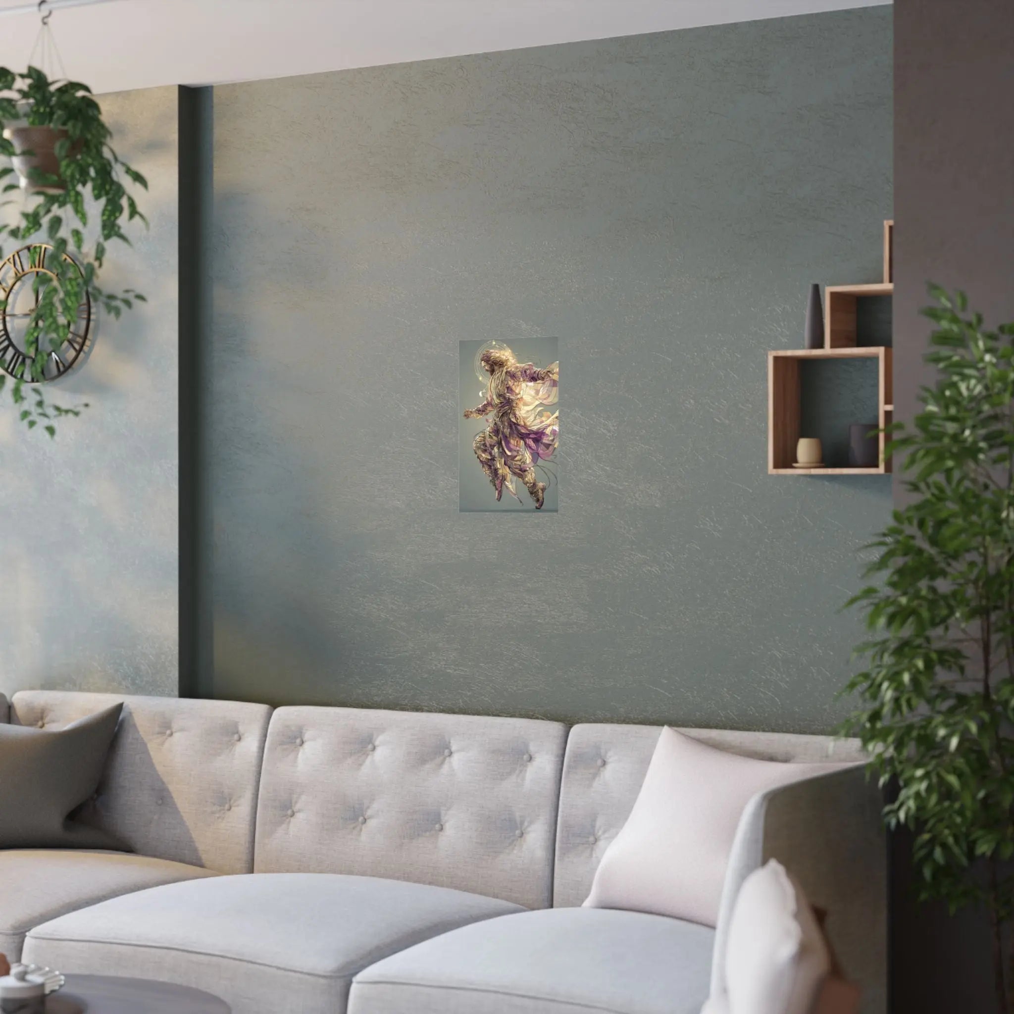 Jesus Christ Satin Poster — Ethereal Gold & Purple Religious Wall Art Printify
