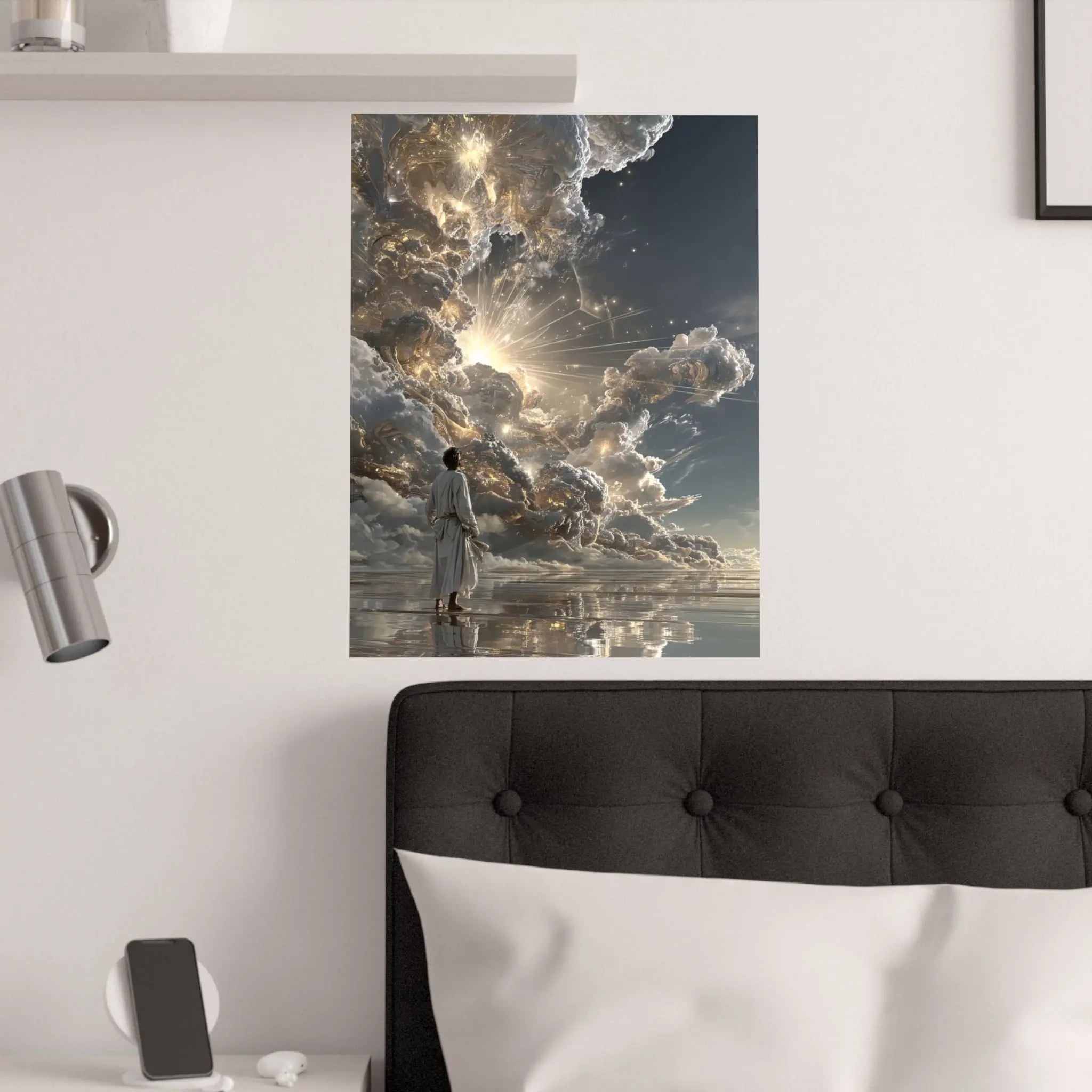 Satin Poster - Heavenly Light Surreal Art Print Printify