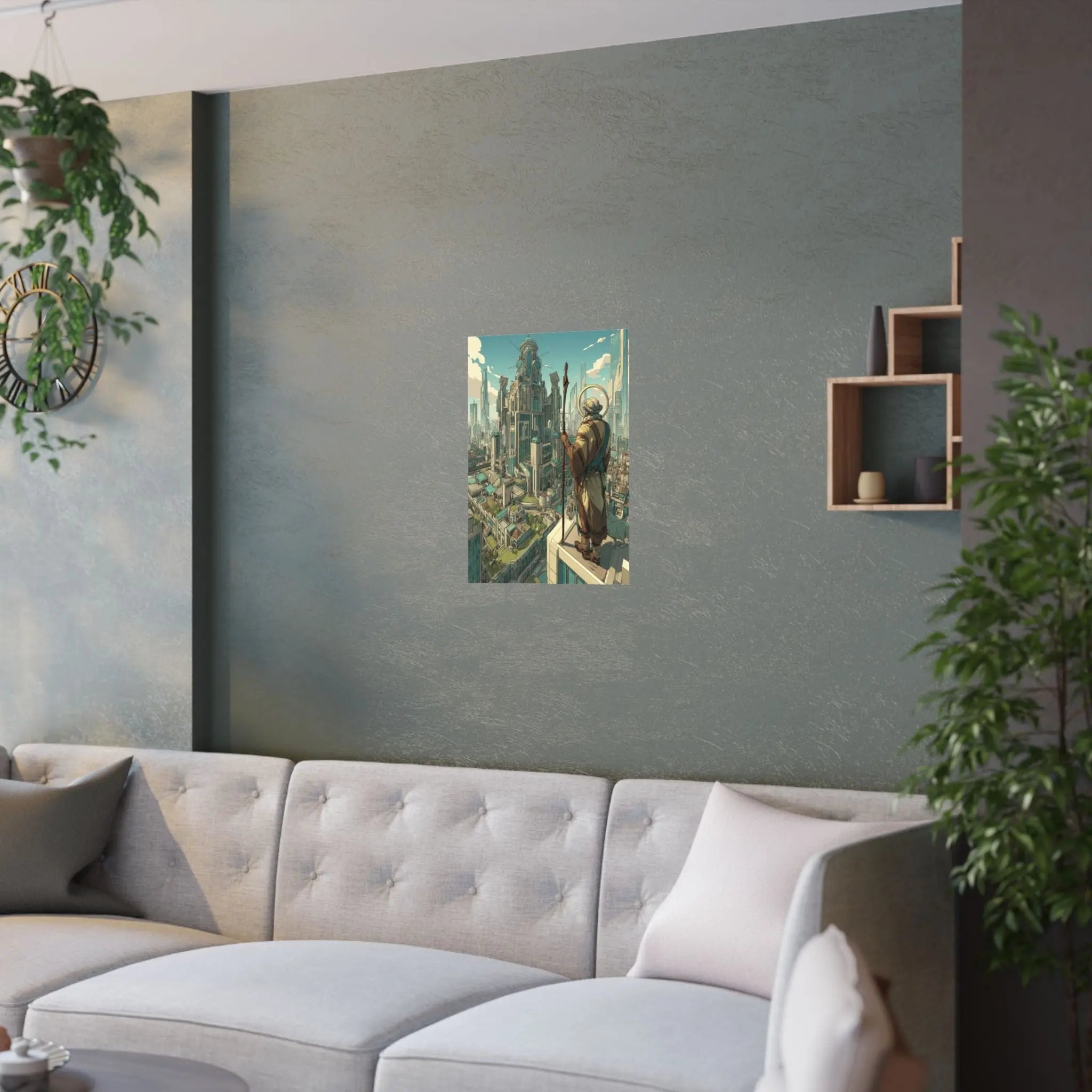 Satin Poster — City Sentinel Fantasy Art Print (210gsm) Printify