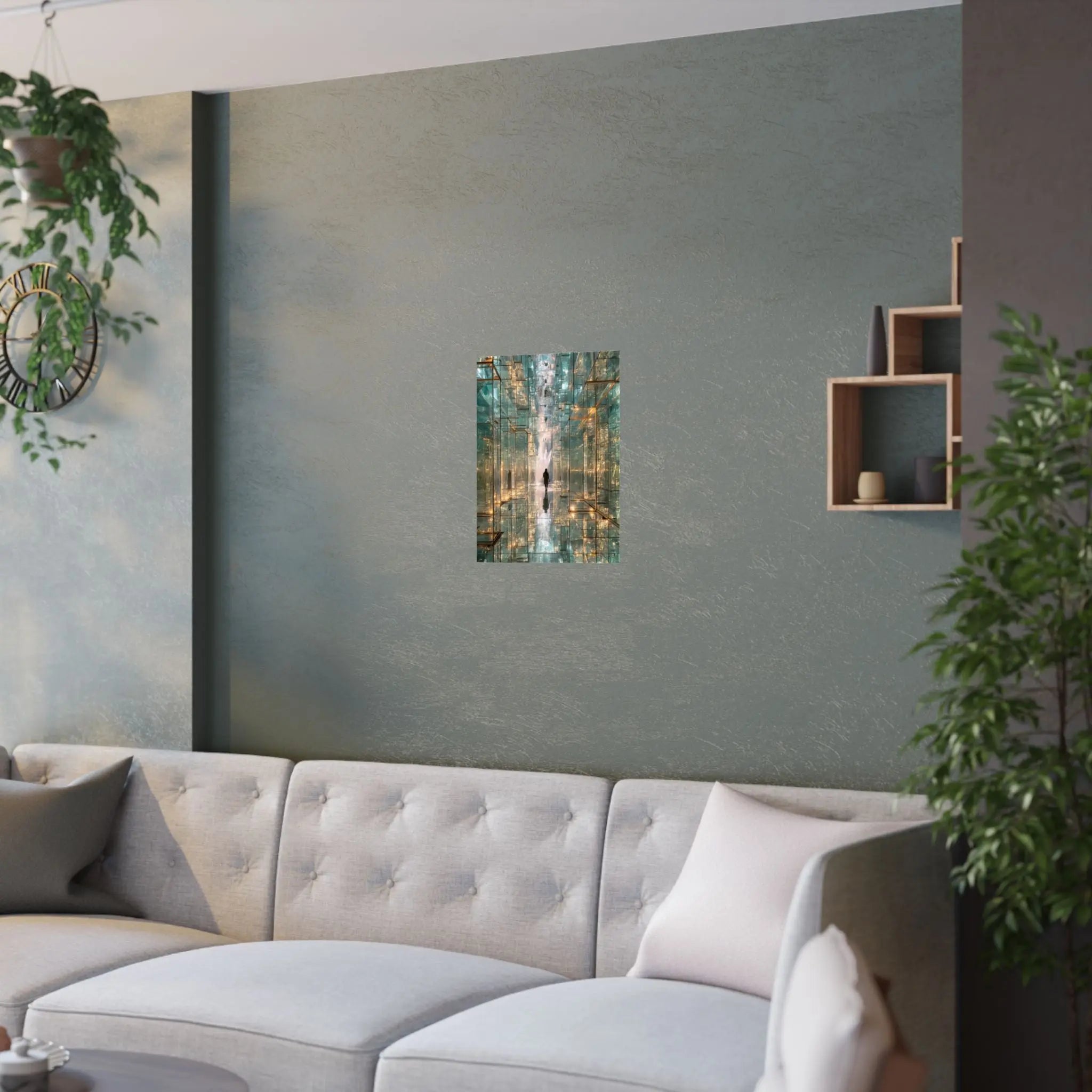 Mirrored Lightscape Satin Poster — Surreal City Reflection Wall Art Printify
