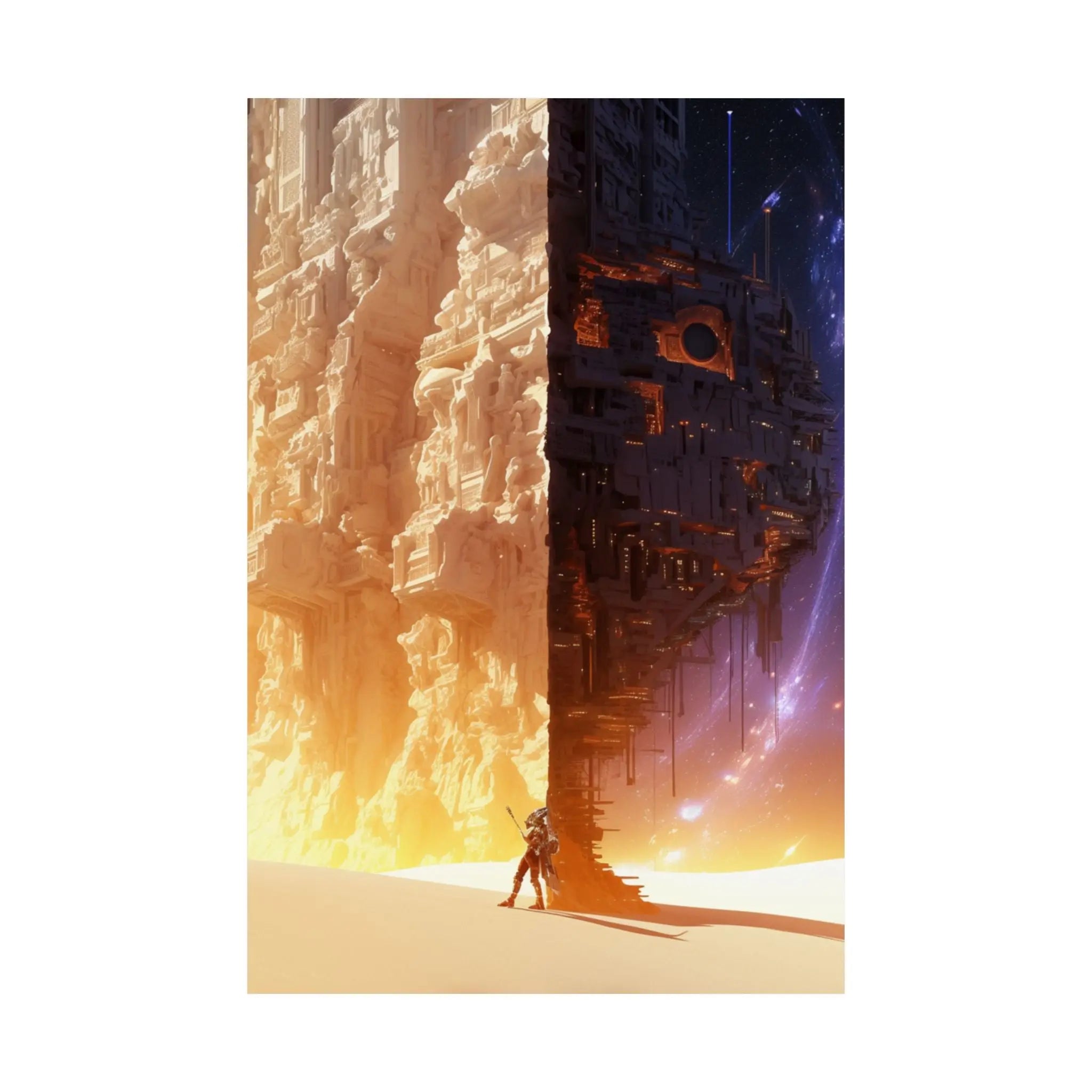 Satin Poster — Sci‑Fi Desert Cityscape Print (210gsm) Printify