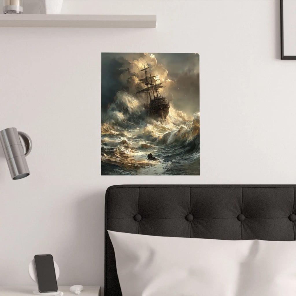 Satin Poster — Stormy Shipwreck Art Print Printify