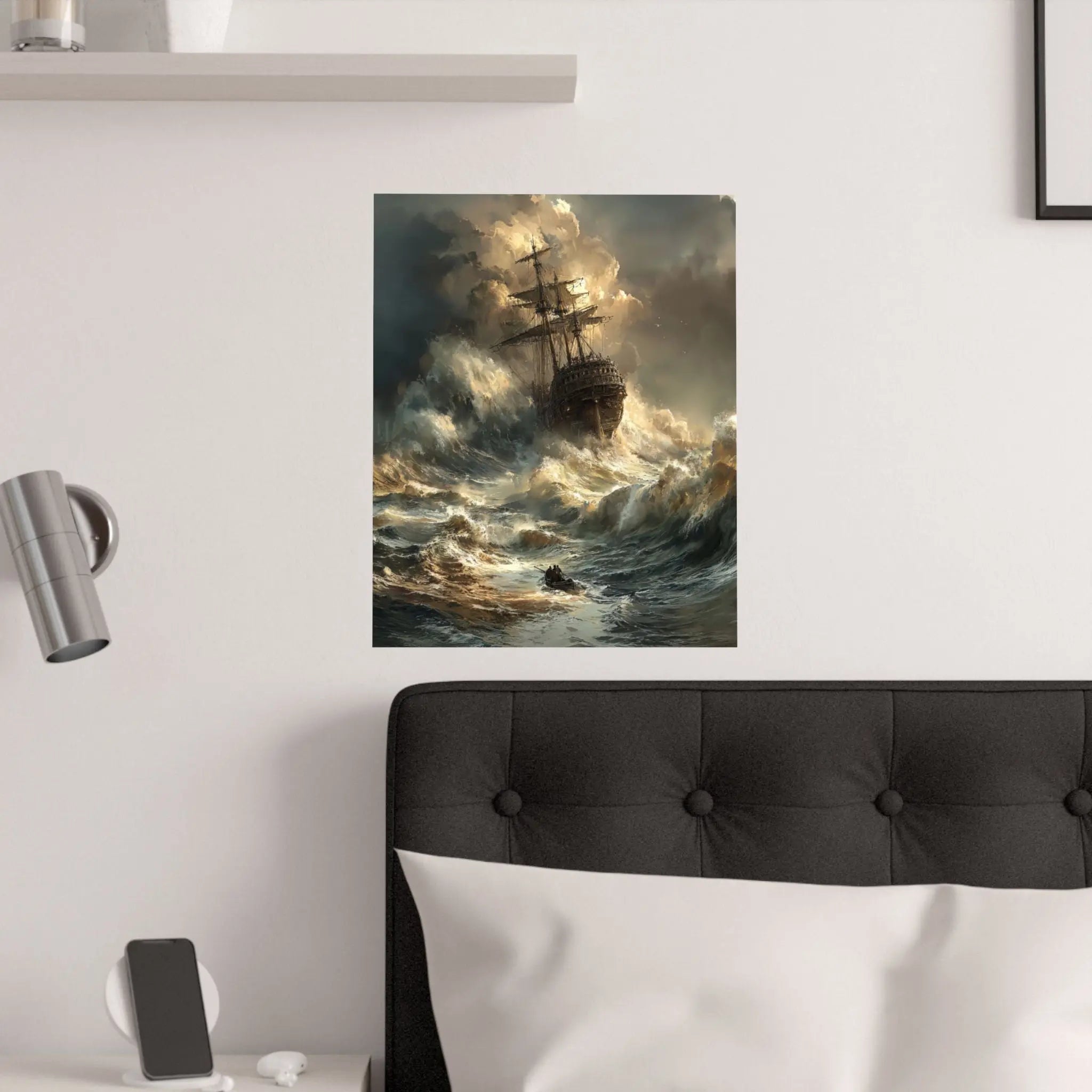 Satin Poster — Stormy Shipwreck Art Print Printify