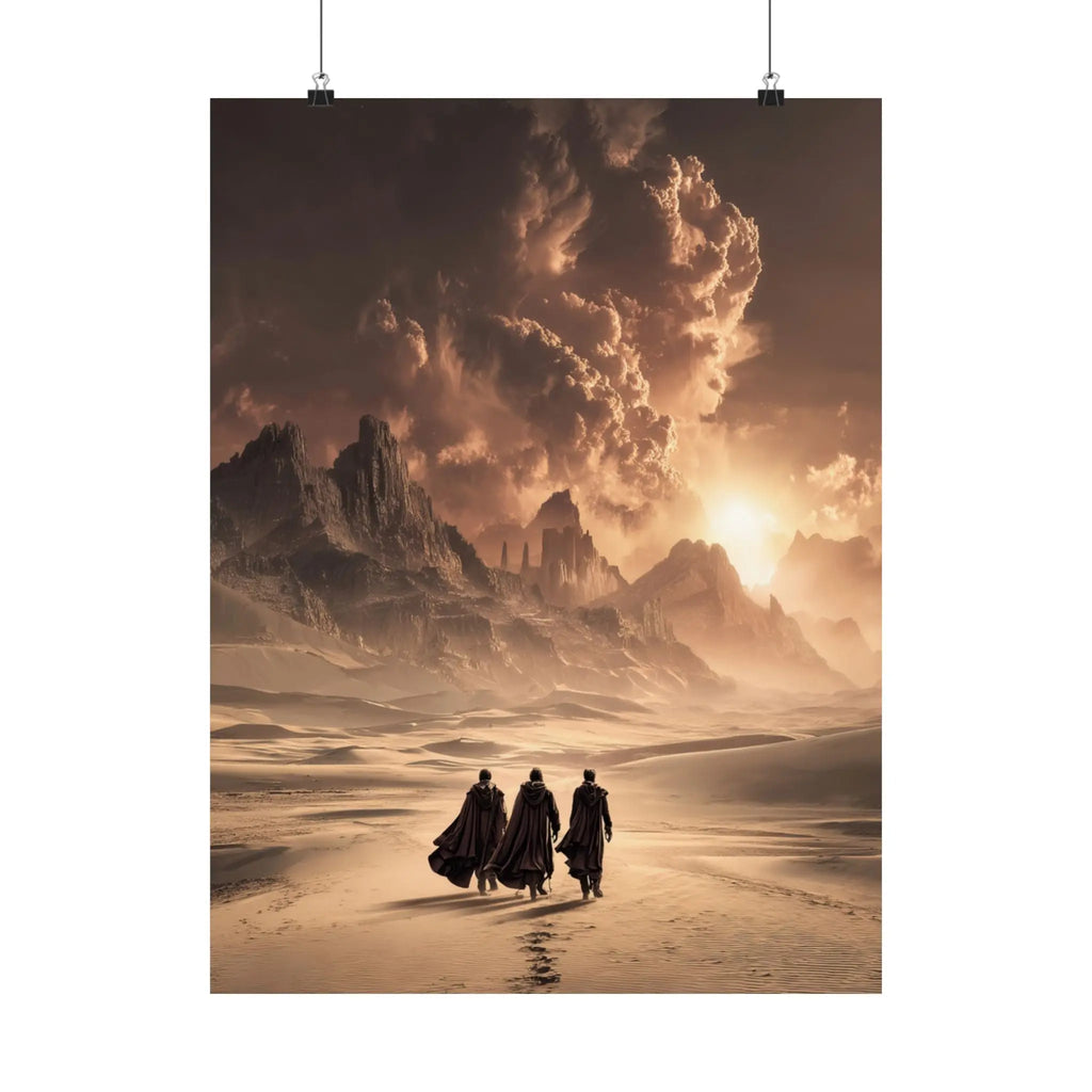 Satin Poster — Desert Pilgrims Fantasy Landscape Art Print Printify