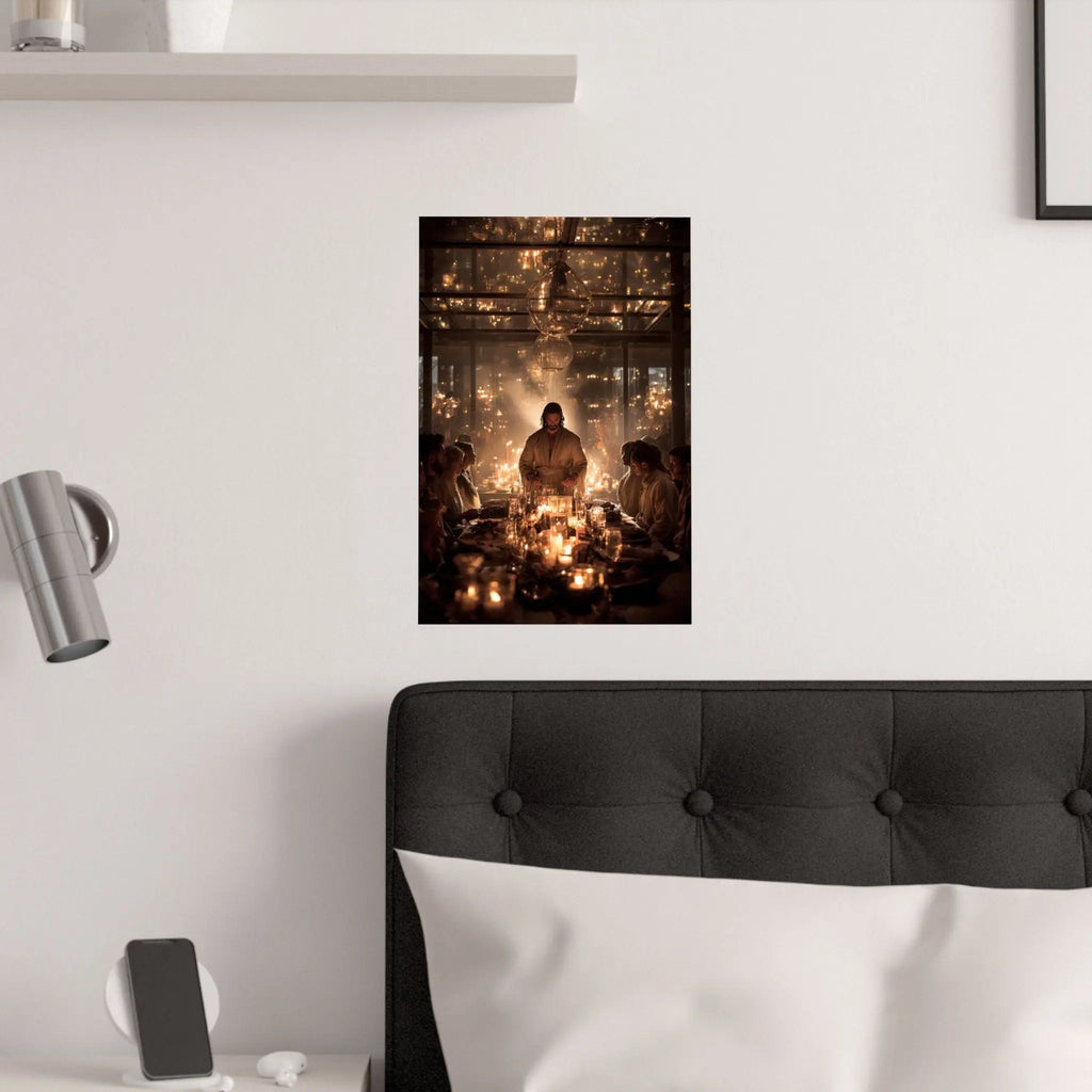 Satin Poster — Candlelit Dinner Scene Wall Art (210gsm) Printify