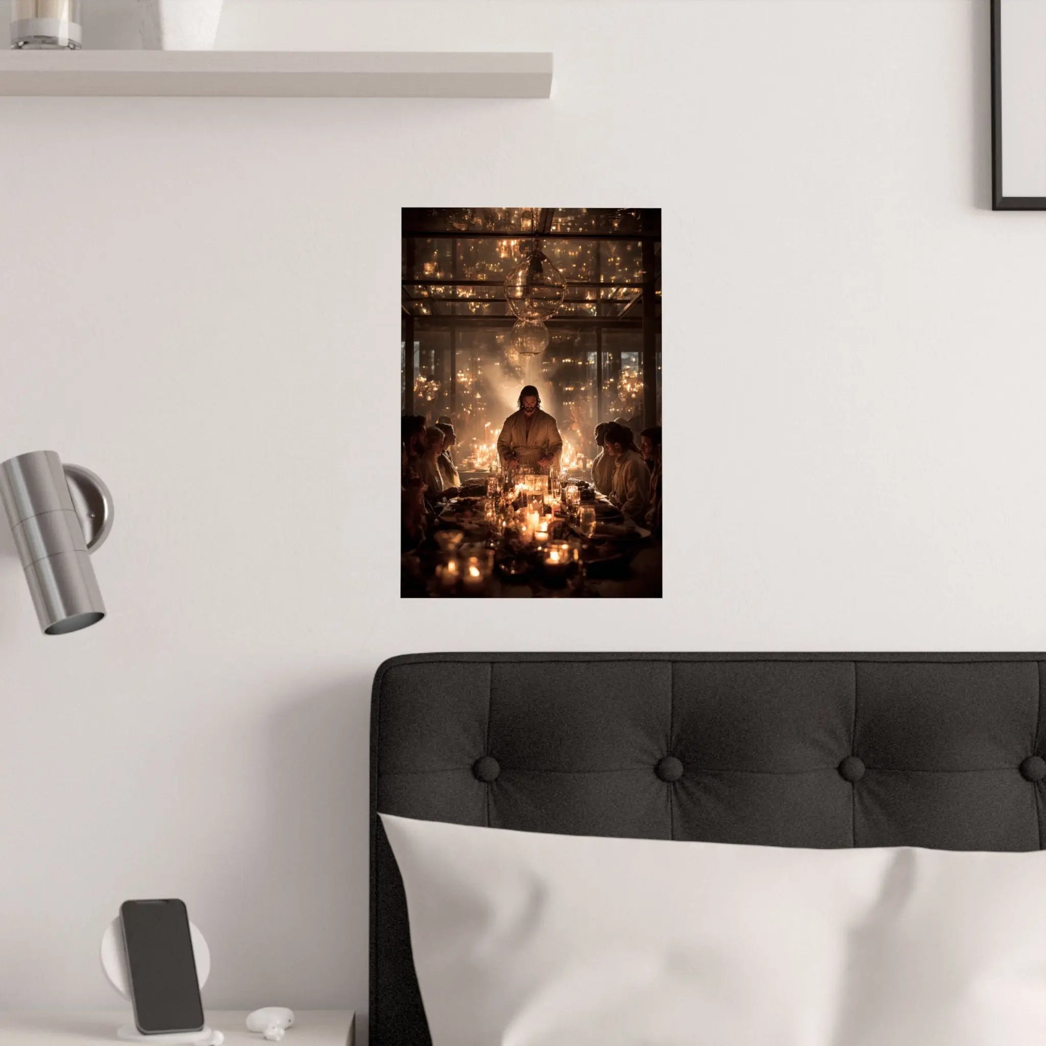 Satin Poster — Candlelit Dinner Scene Wall Art (210gsm) Printify