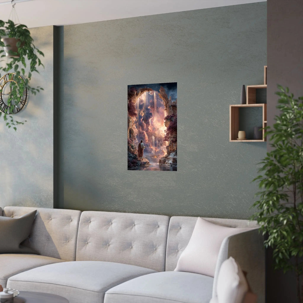 Heavenly Gateway Satin Poster Printify