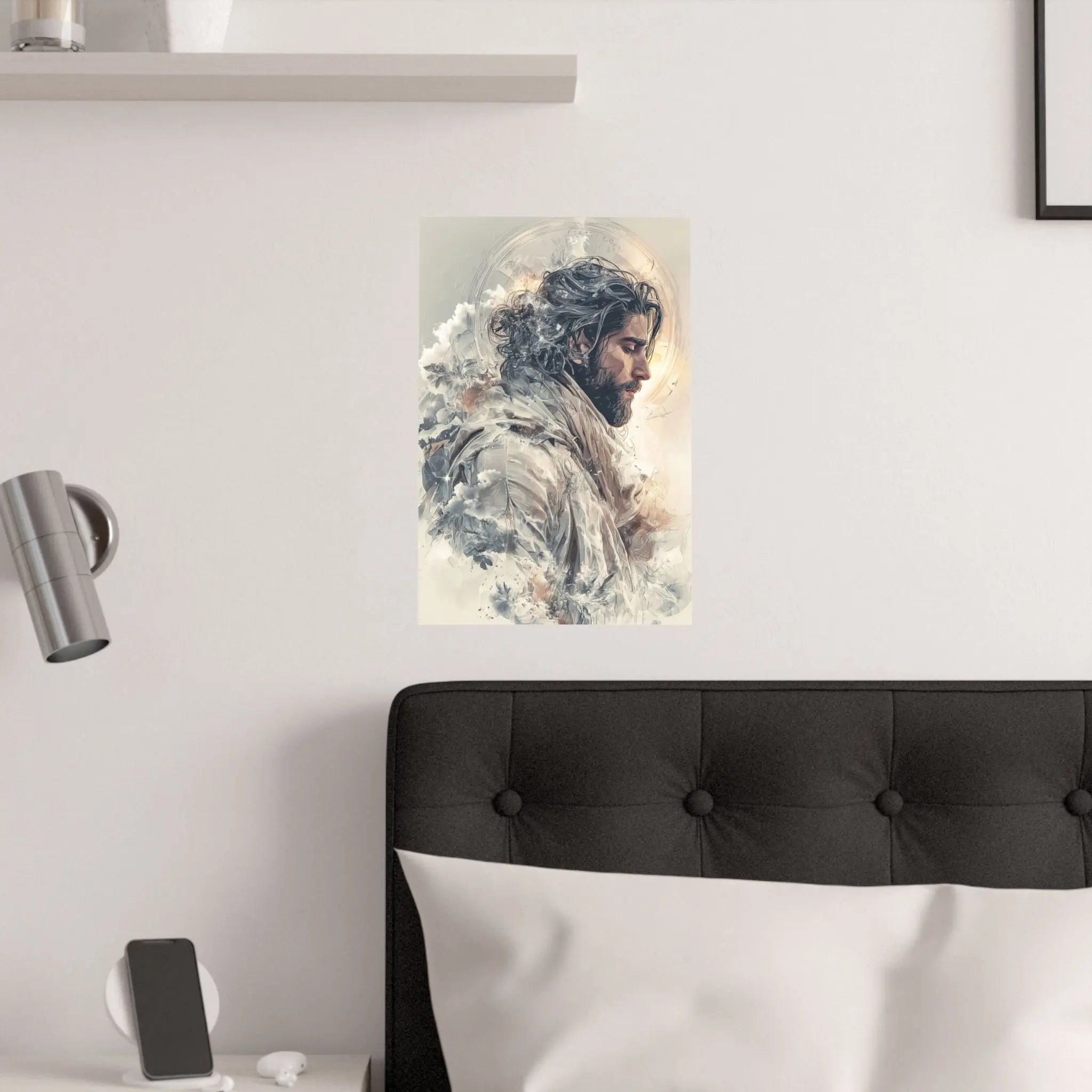 Satin Poster — Ethereal Jesus Portrait Art Print Printify