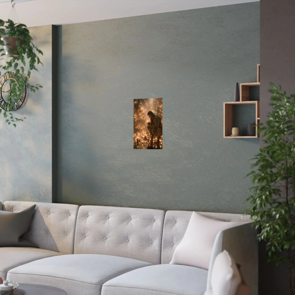 Satin Poster — Reflective Candlelight Prayer Wall Art Printify