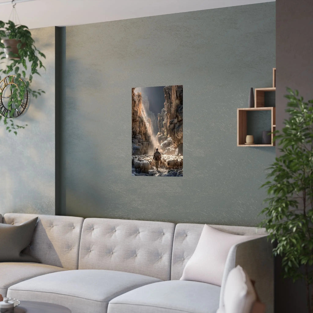Satin Poster — Shepherd in Canyon: Dramatic Scenic Wall Art (210gsm Satin) Printify