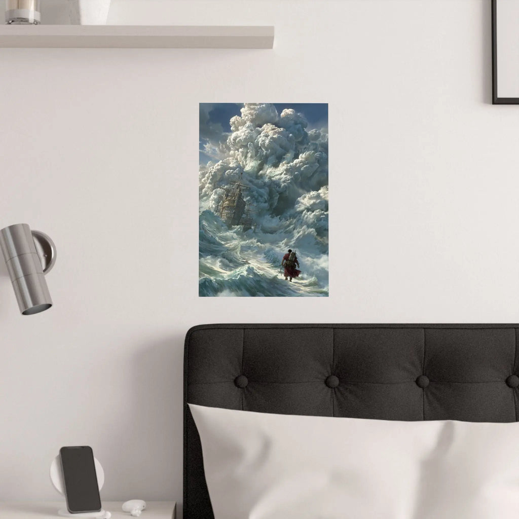 Satin Poster — Stormy Sea Shipwreck Art Print Printify
