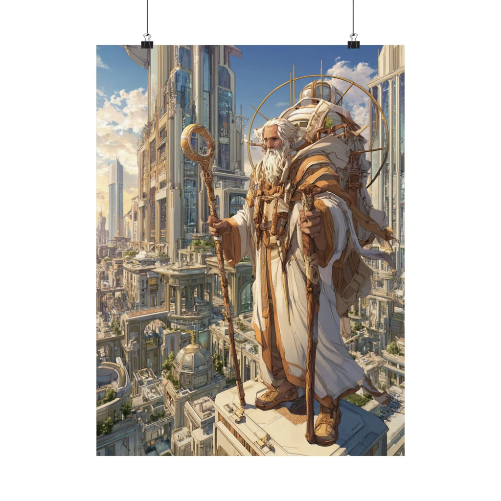 Satin Poster — Majestic High Priest in Golden City (210gsm) Printify
