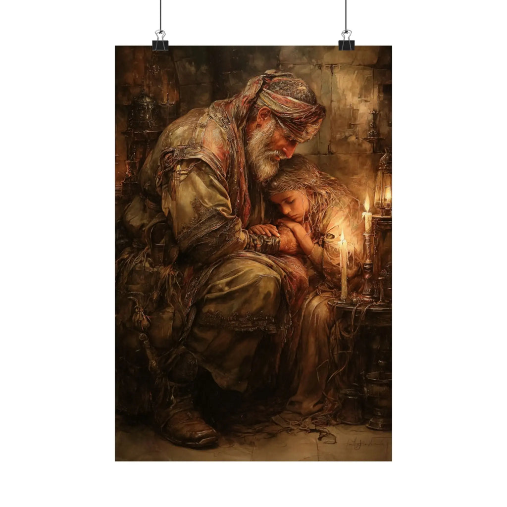 Satin Poster — Warm Rustic Nativity Scene Art Print Printify