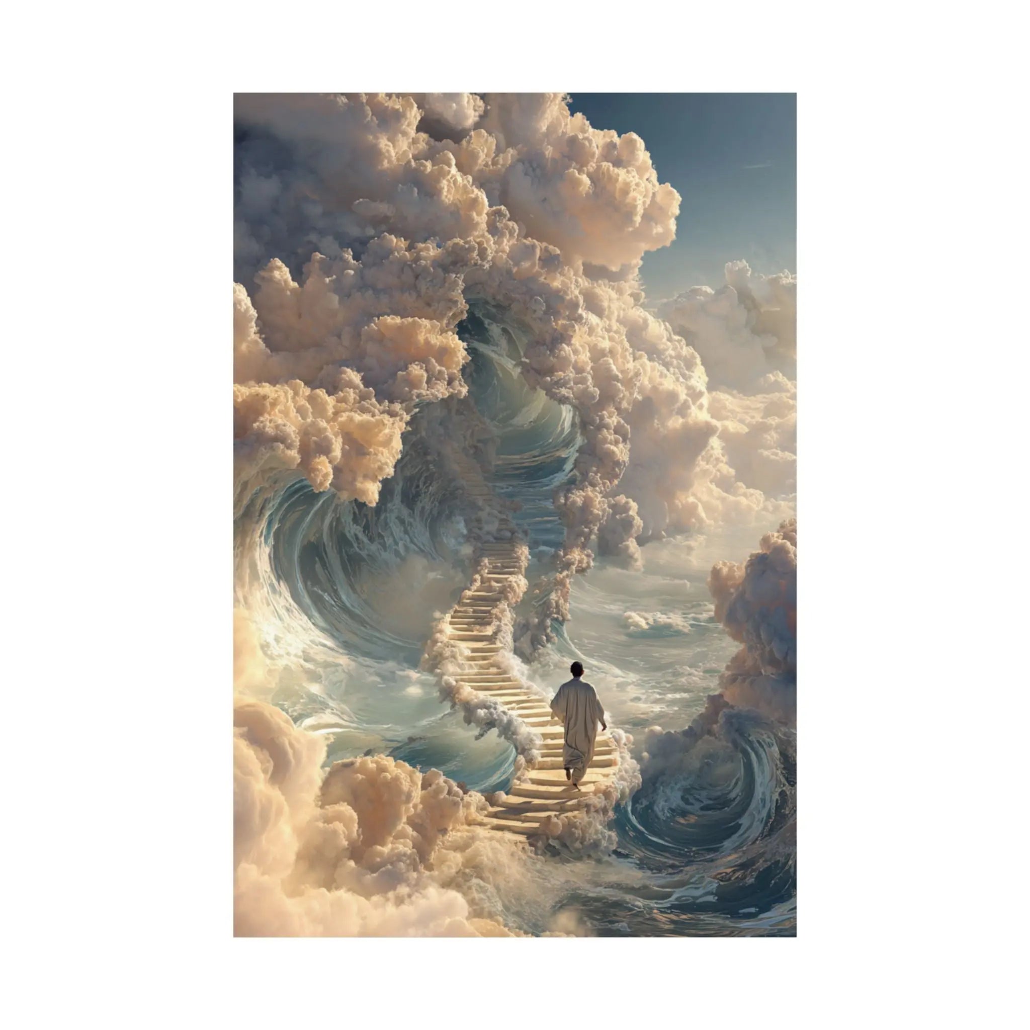 Satin Poster — Dreamy Stairway to the Clouds Wall Art Printify