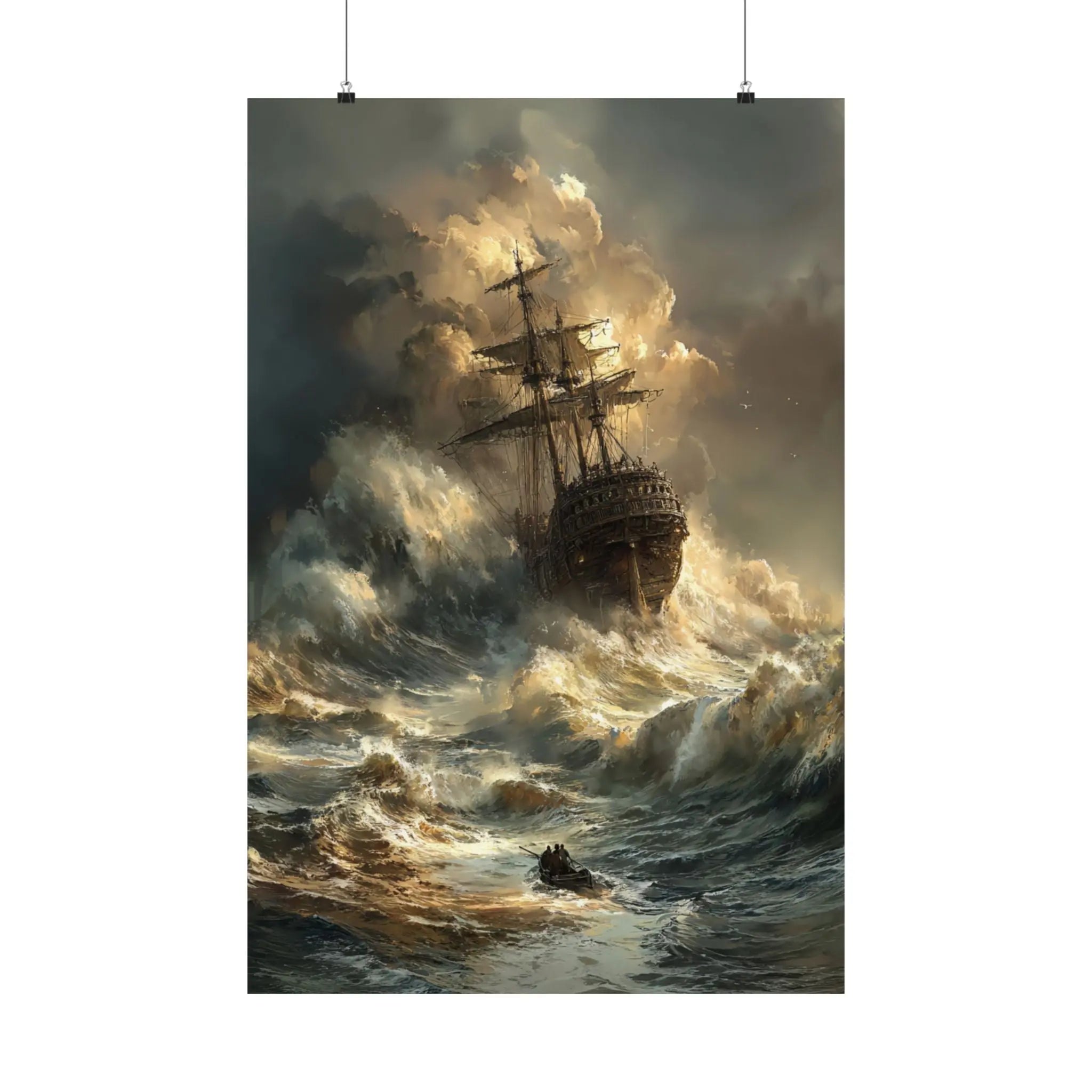 Satin Poster — Stormy Shipwreck Art Print Printify