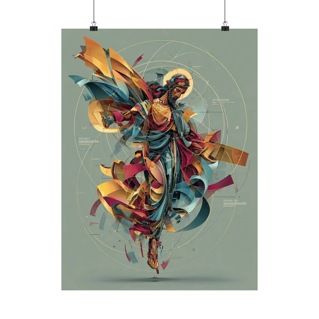 Satin Poster — Abstract Jesus Figure Art Print (210gsm) Printify