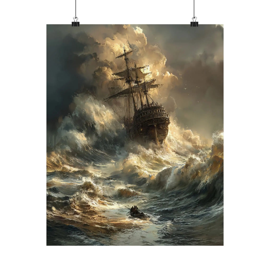 Satin Poster — Stormy Shipwreck Art Print Printify