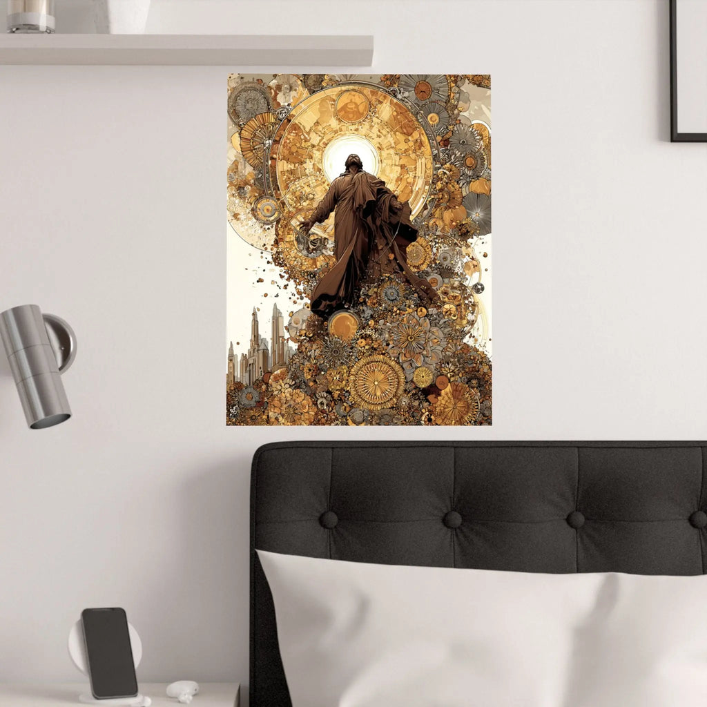 Satin Poster — Steampunk Jesus Ascension Art Print Printify