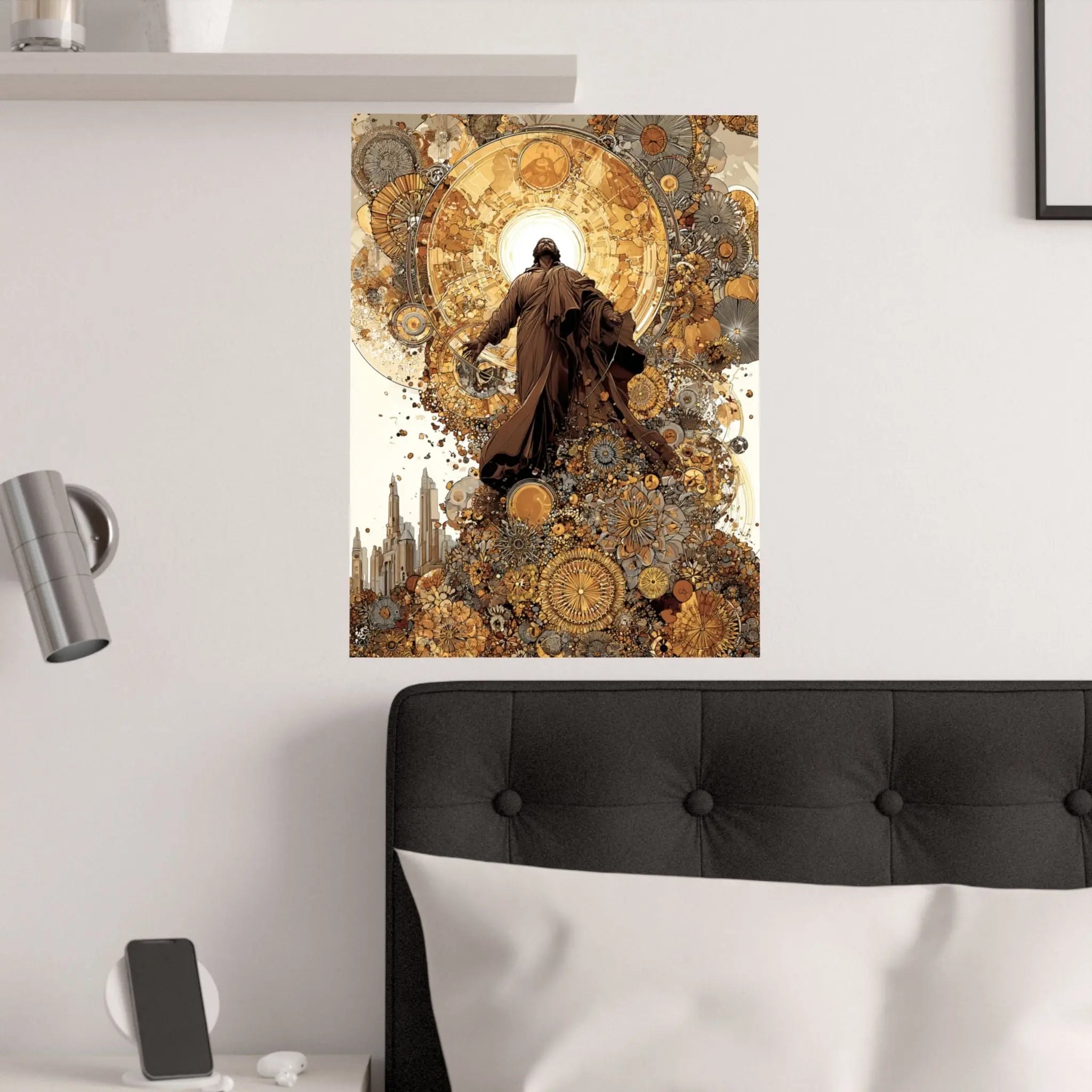 Satin Poster — Steampunk Jesus Ascension Art Print Printify