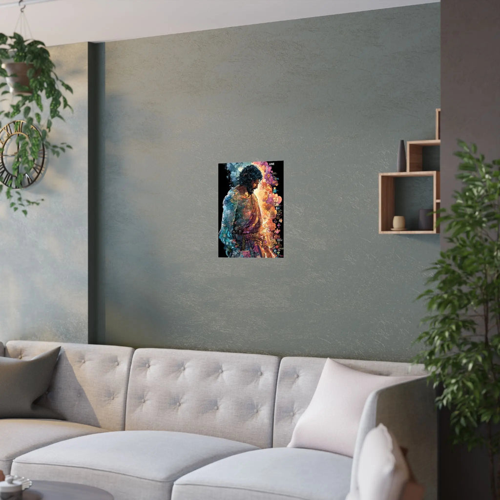 Satin Poster — Colorful Jesus Portrait Art Print (210gsm) Printify