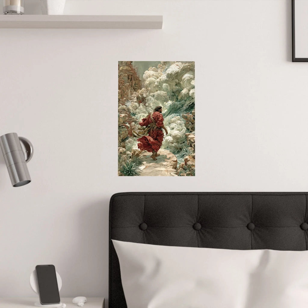 Satin Poster – Dramatic Biblical Parting of the Red Sea Art Print Printify
