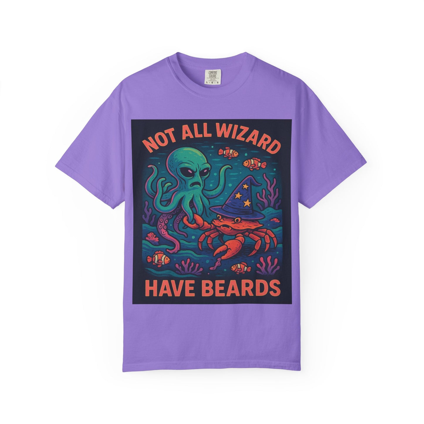 Funny Octopus & Crab T-Shirt - "Not All Wizards Have Beards"