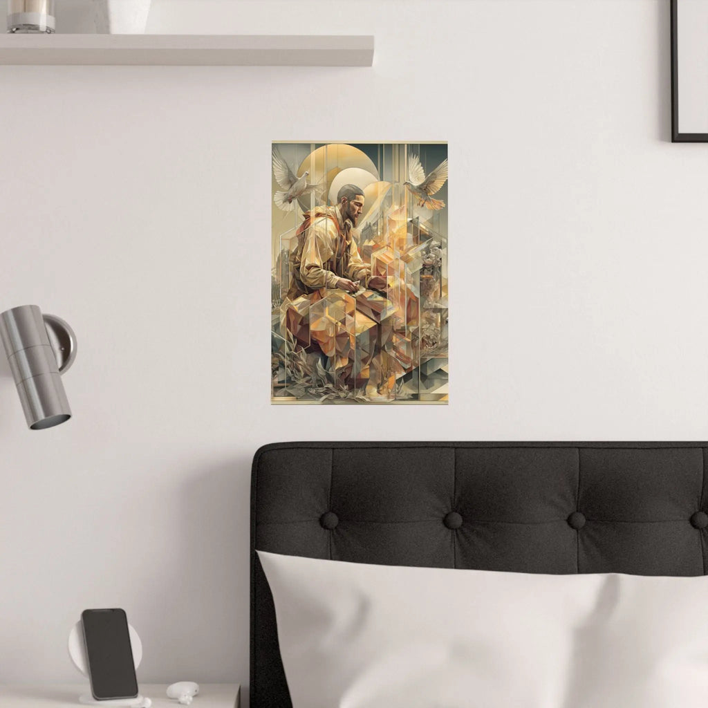 Satin Poster — Meditative Geometric Musician Art Print Printify