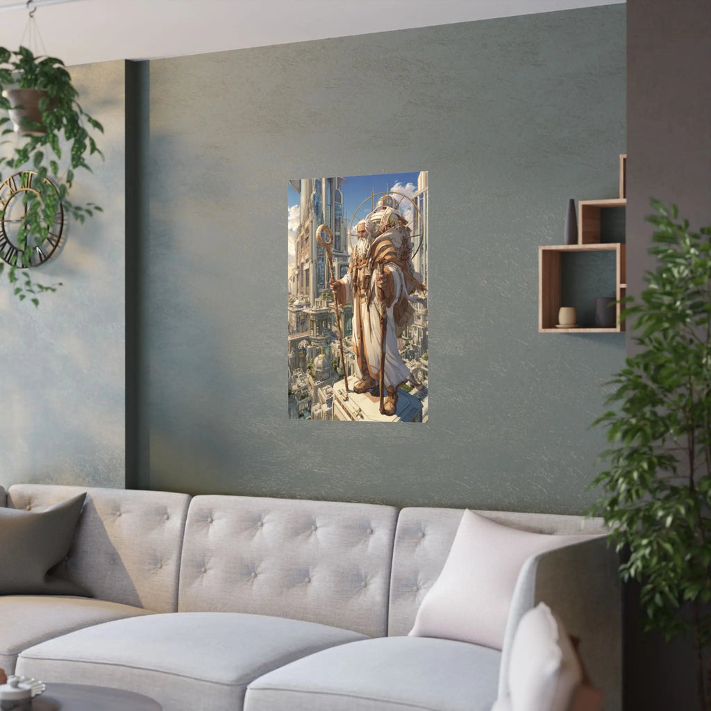 Satin Poster — Majestic High Priest in Golden City (210gsm) Printify